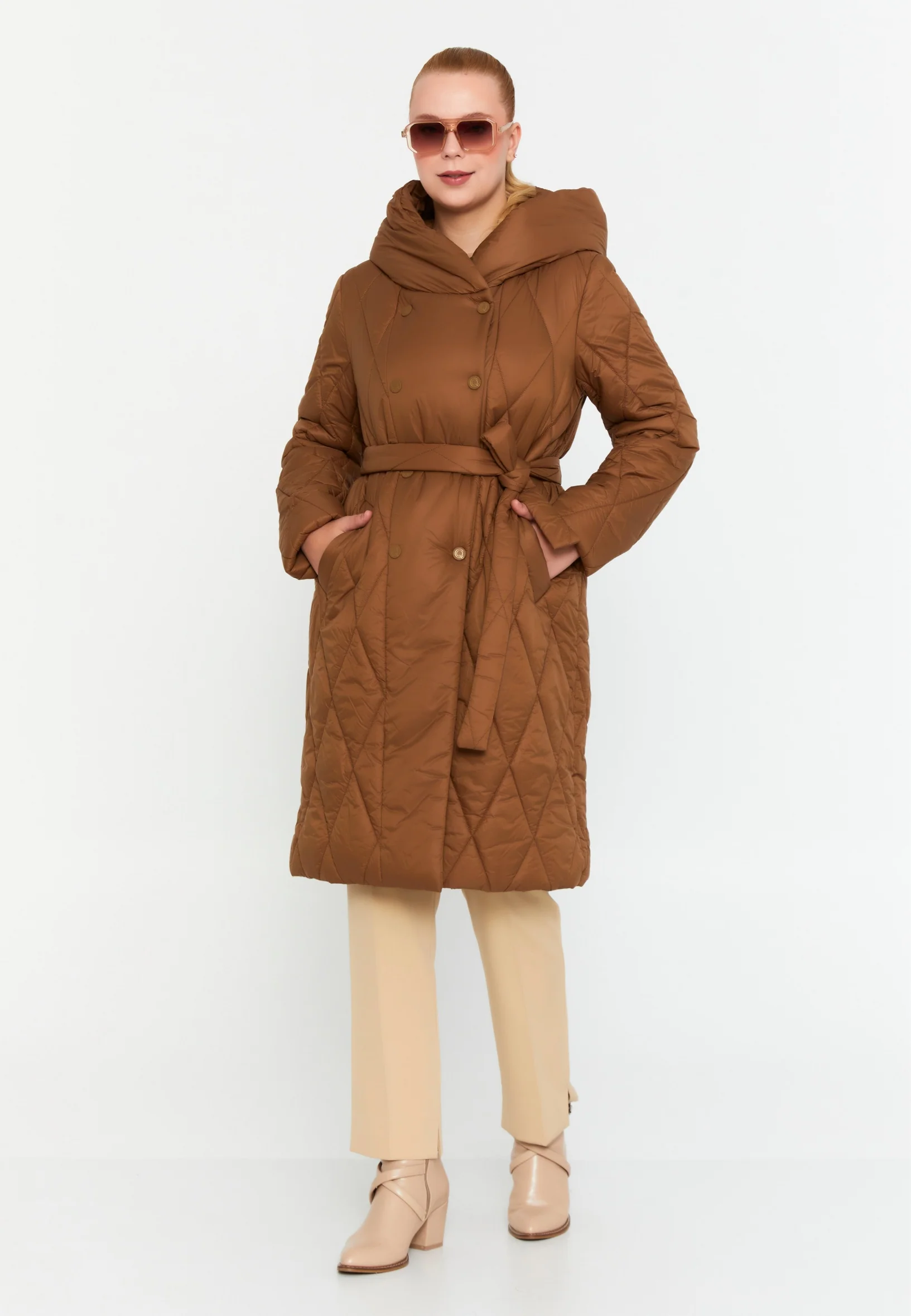 Polyester Solid Color Plus Size Coat cln2318 - Image 6