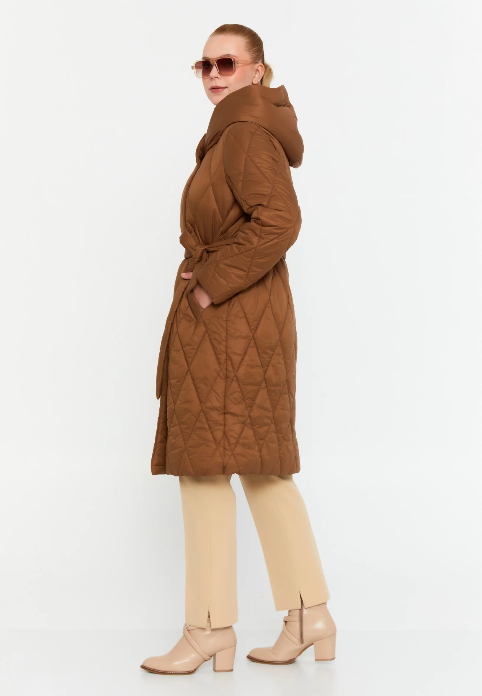 Polyester Solid Color Plus Size Coat cln2318 - Image 8