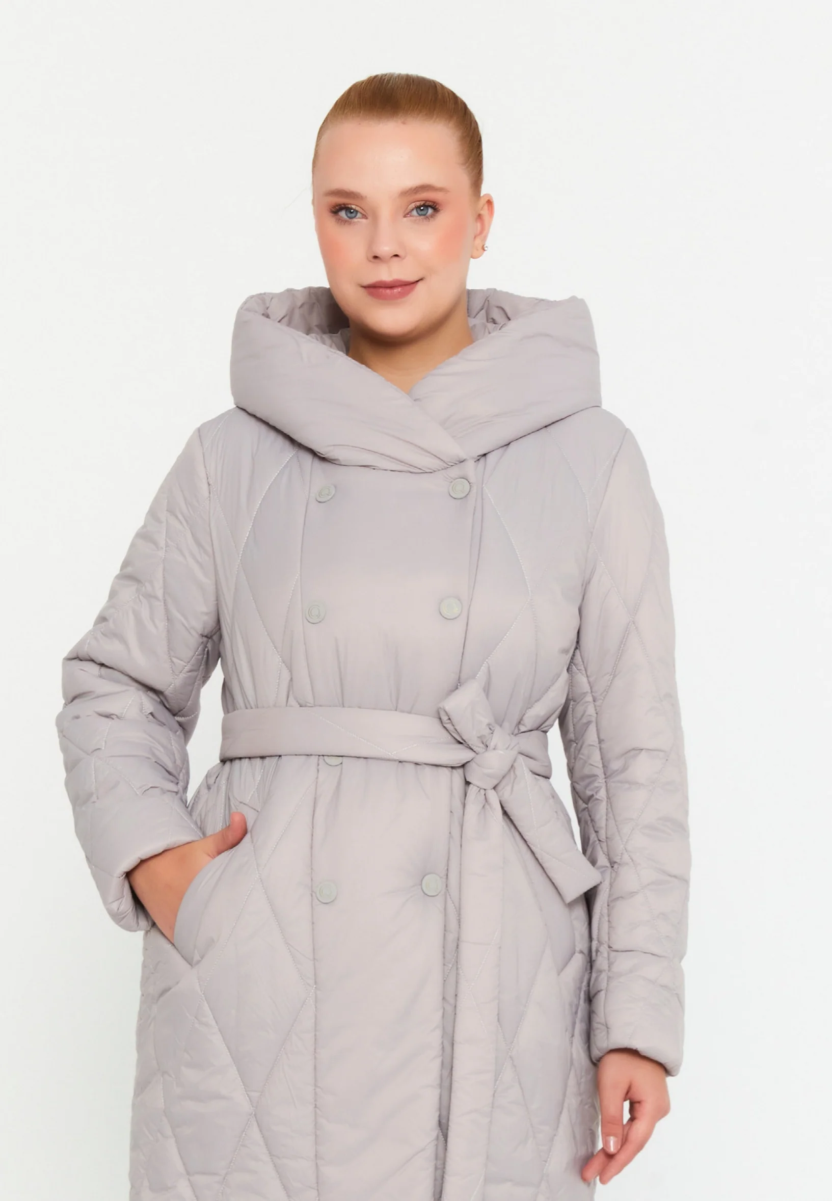Polyester Solid Color Plus Size Coat cln2318 - Image 9