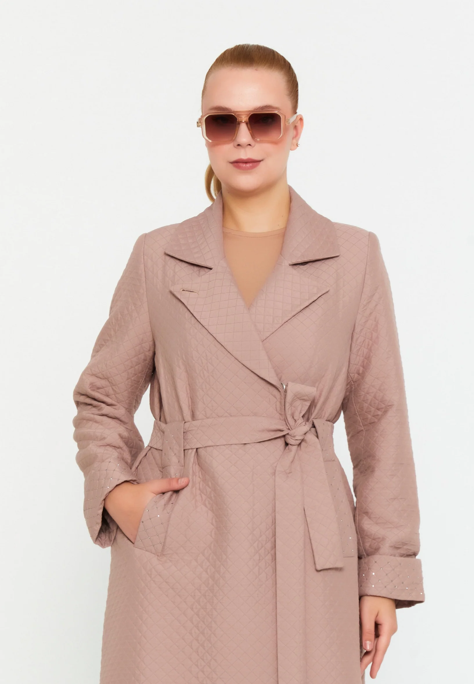 Polyester Solid Color Plus Size Coat cln2397-b