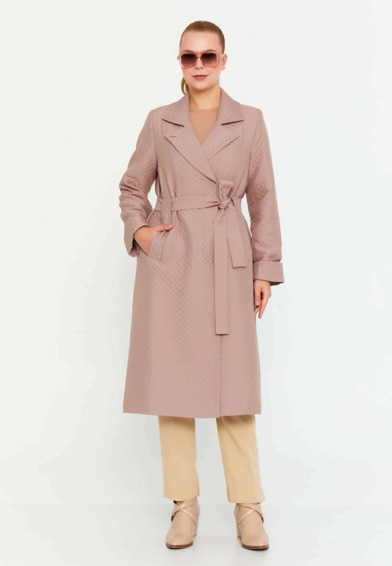 Polyester Solid Color Plus Size Coat cln2397-b - Image 2