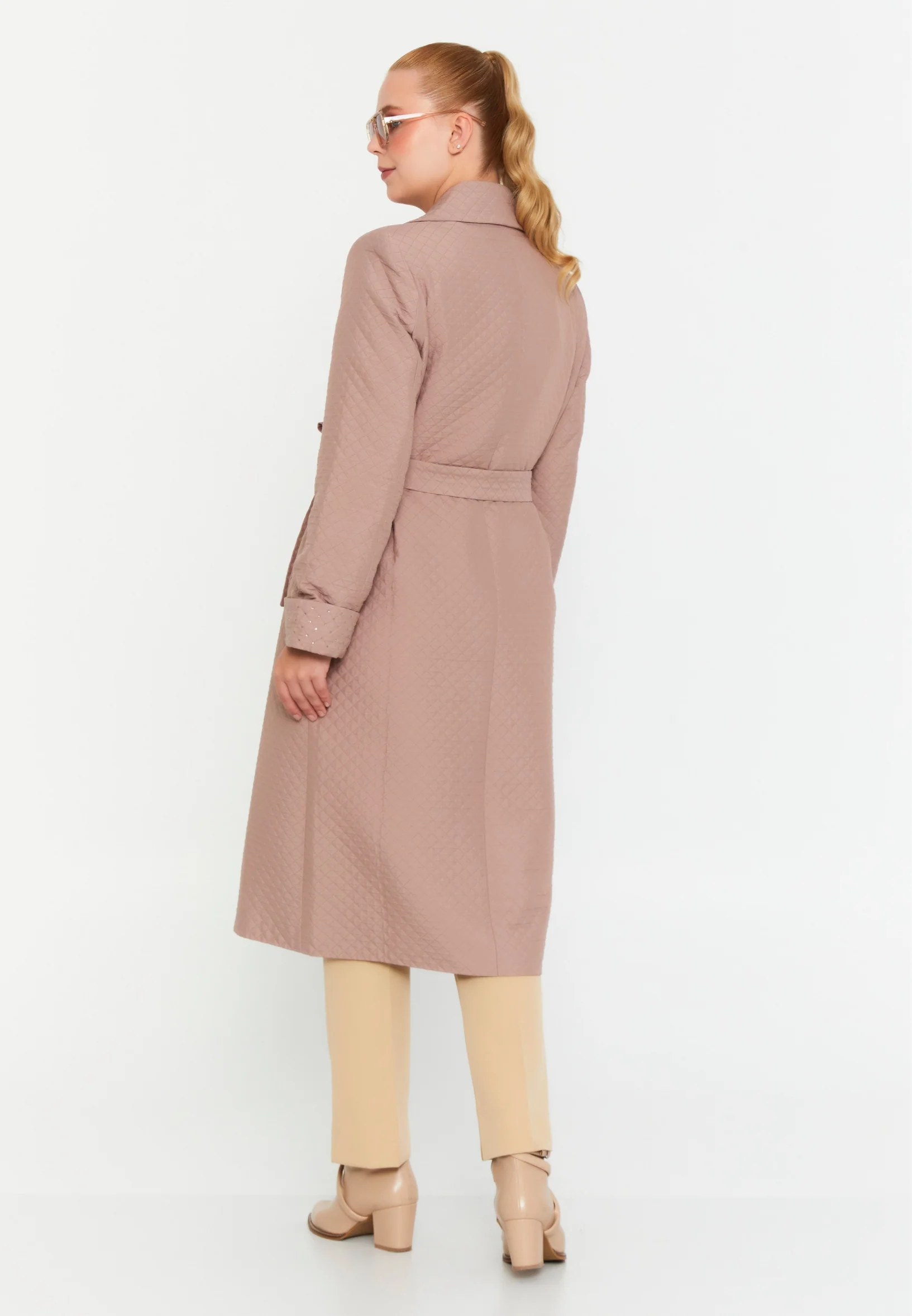 Polyester Solid Color Plus Size Coat cln2397-b - Image 3