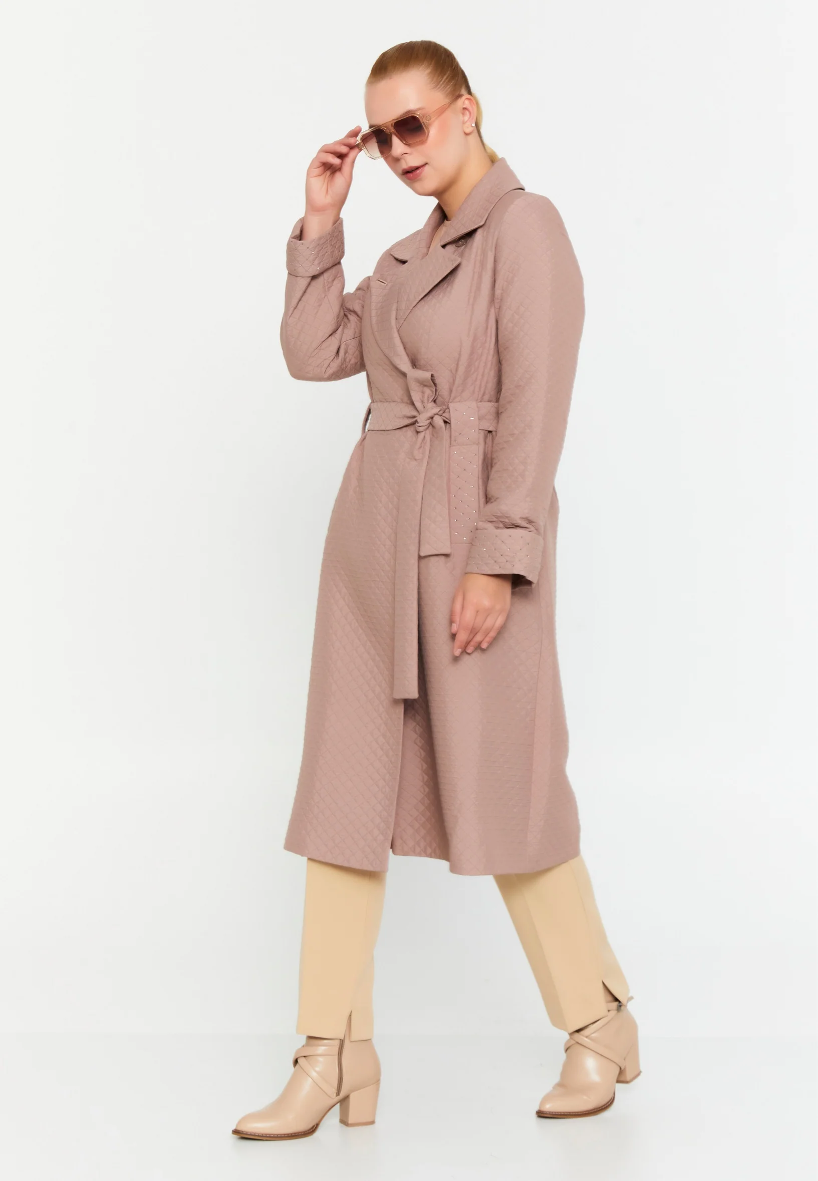 Polyester Solid Color Plus Size Coat cln2397-b - Image 4