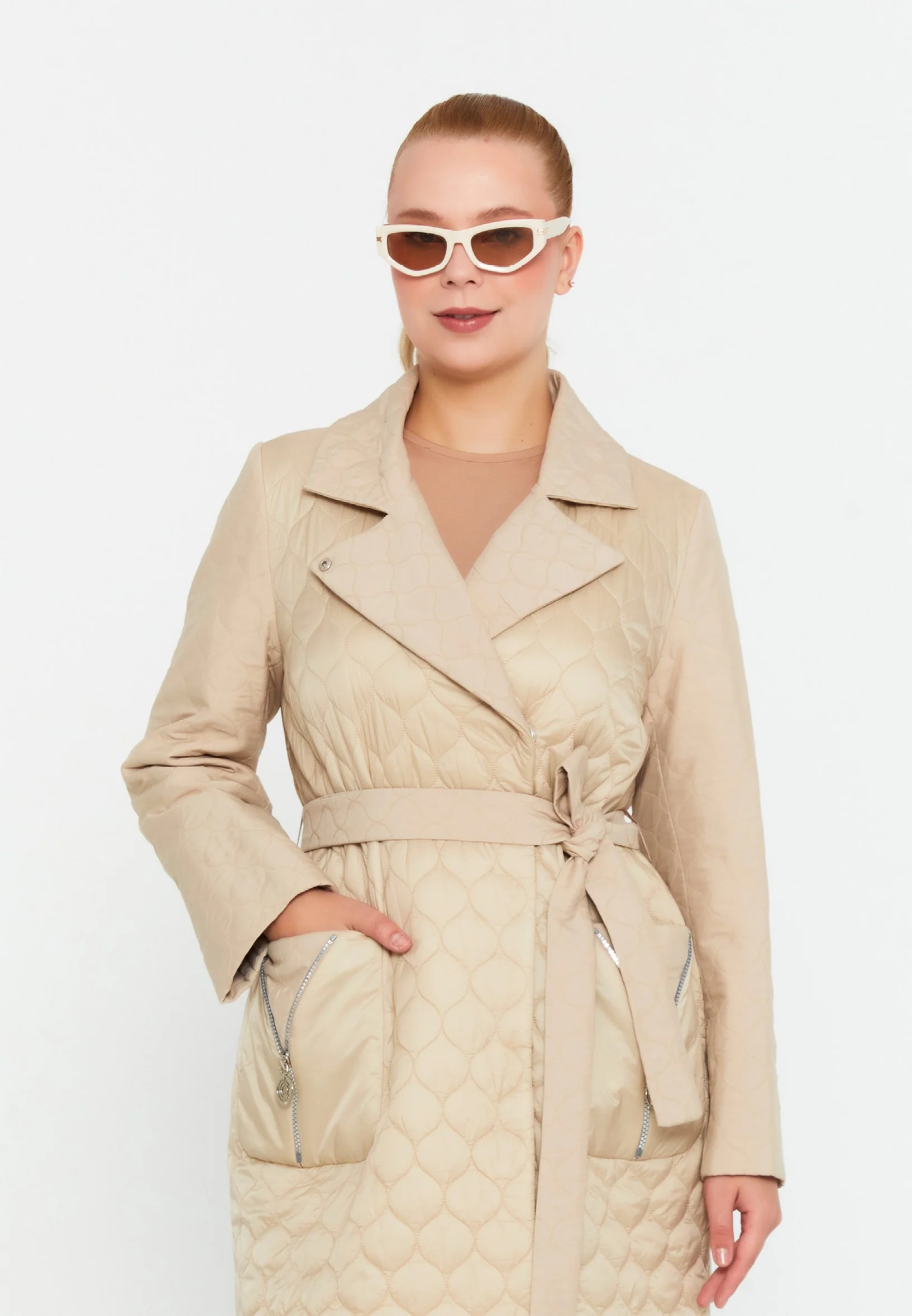 Polyester Solid Color Plus Size Coat cln2412