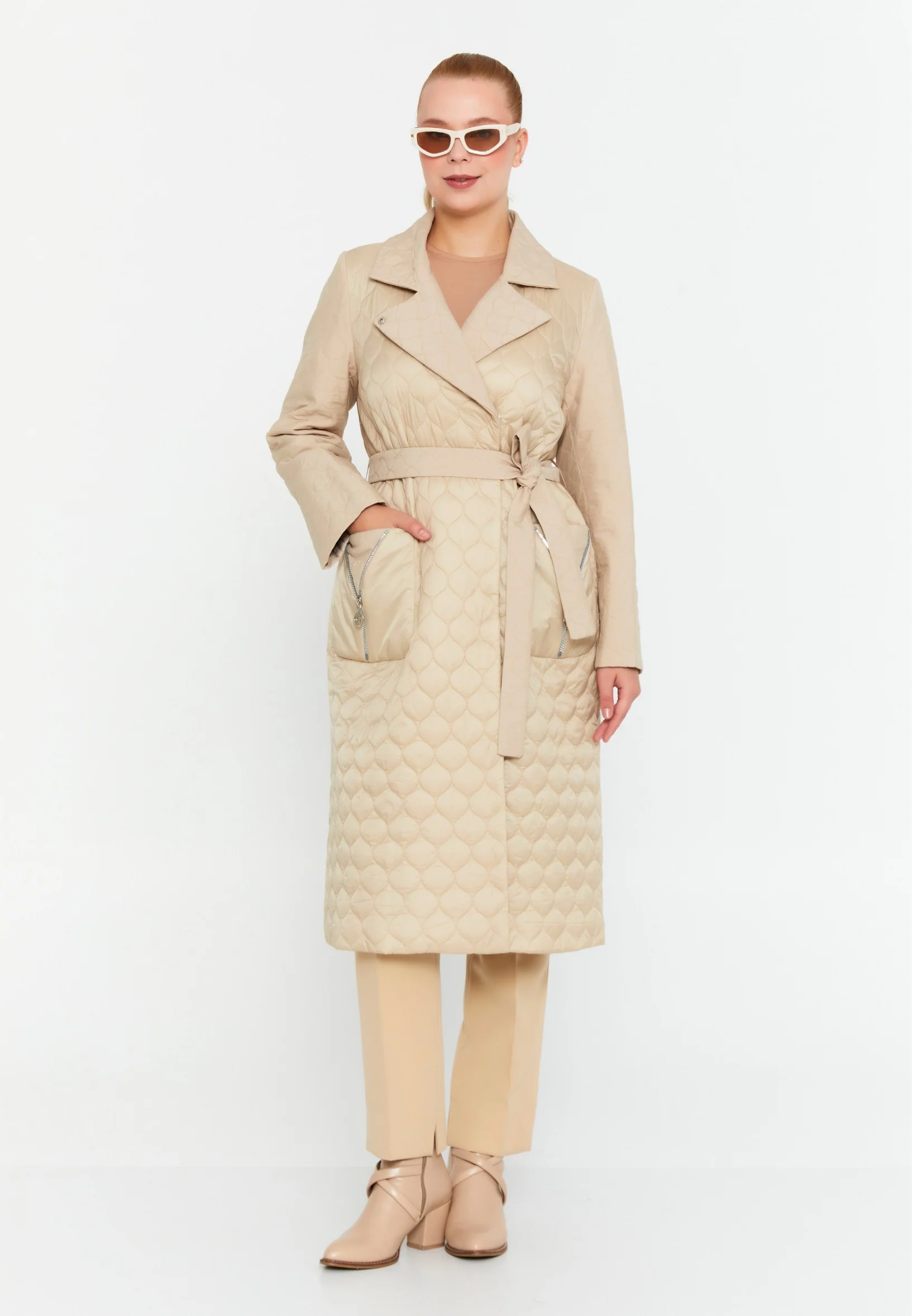Polyester Solid Color Plus Size Coat cln2412 - Image 2