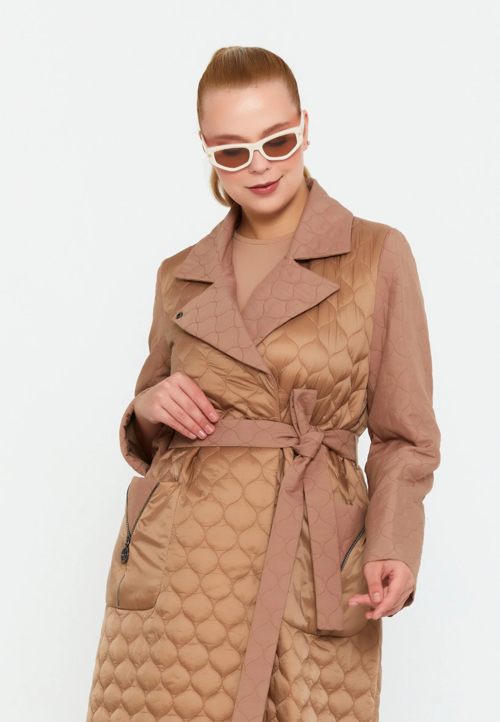 Polyester Solid Color Plus Size Coat cln2412 - Image 5