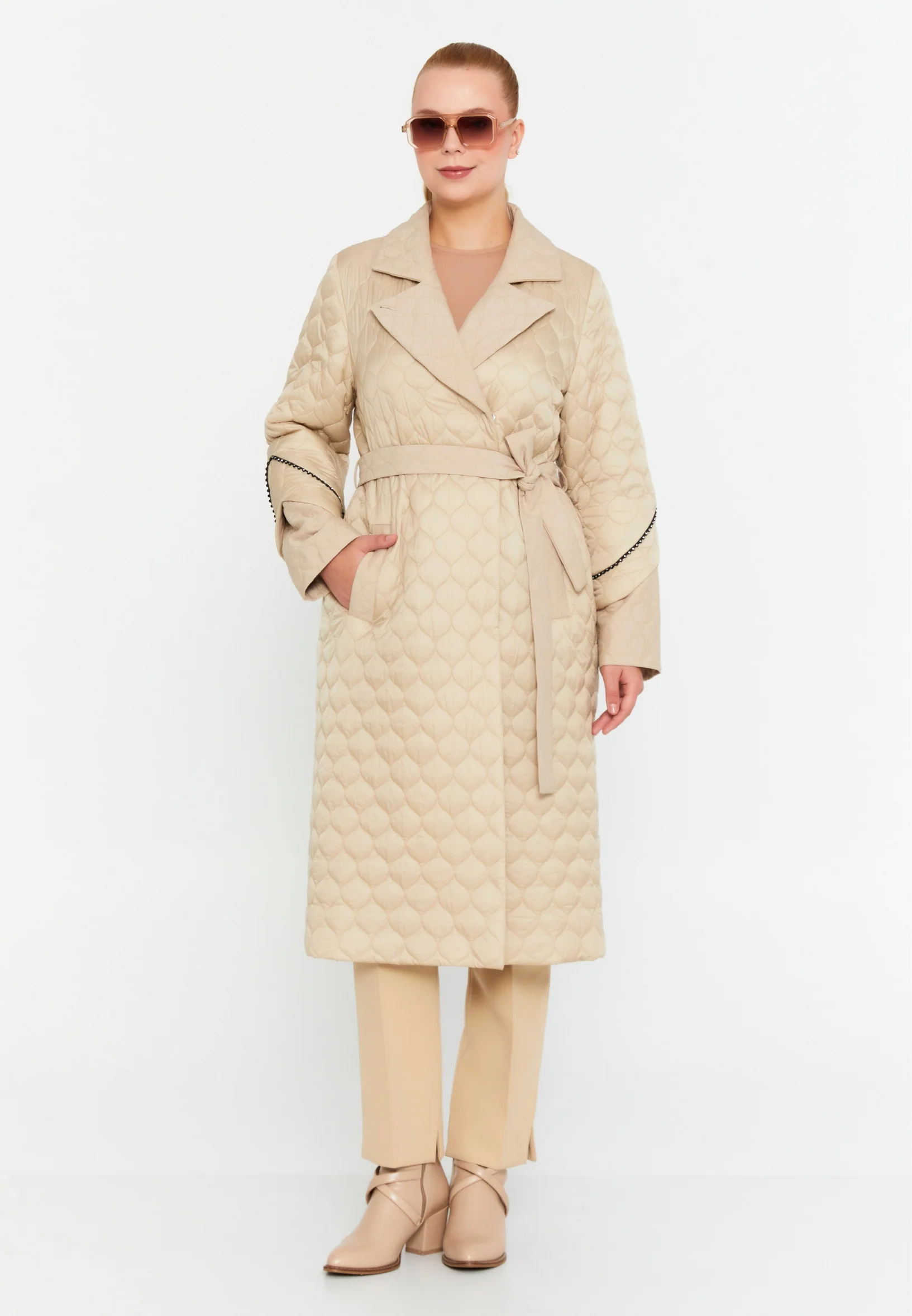 Polyester Solid Color Plus Size Coat cln2413 - Image 2