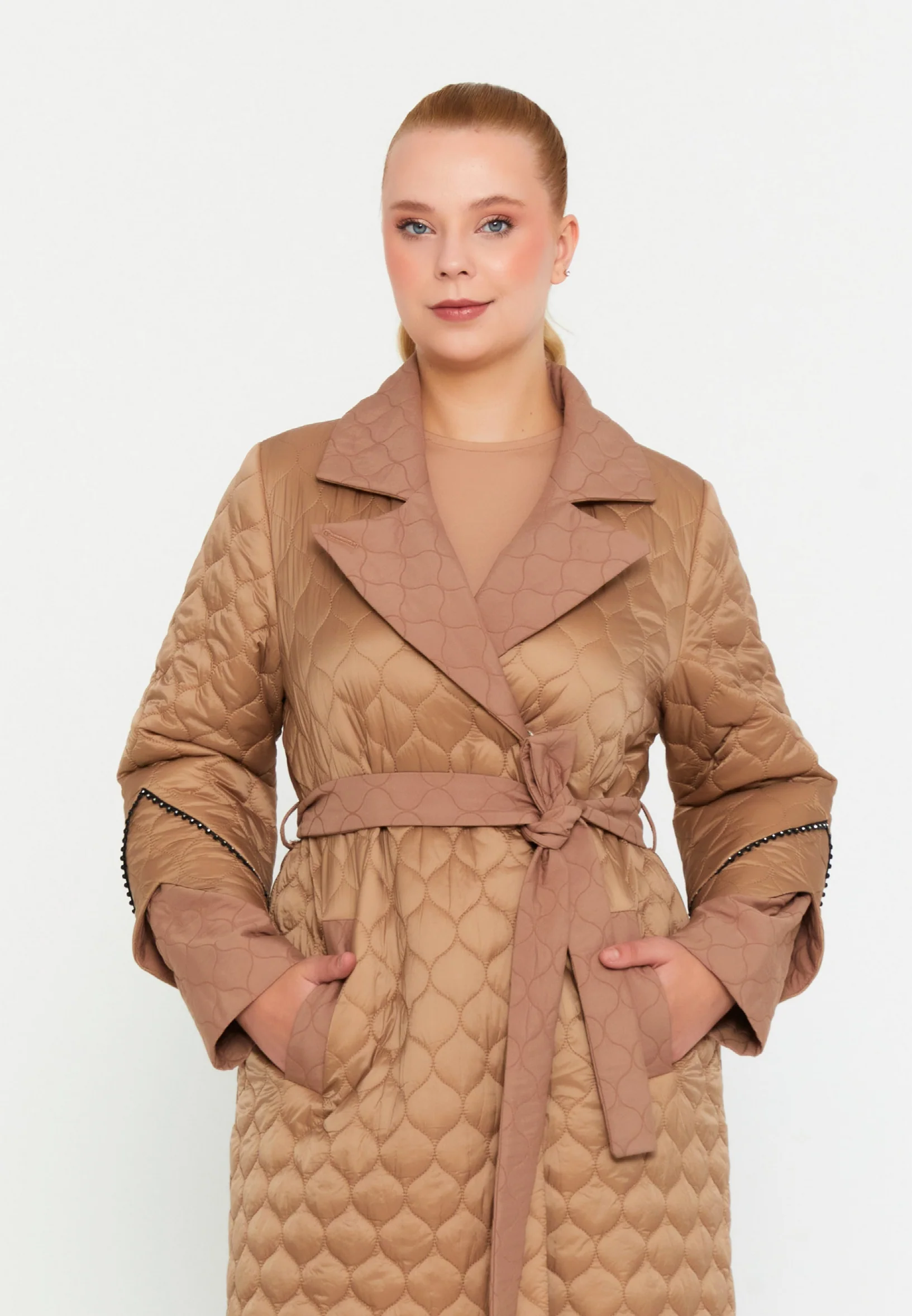 Polyester Solid Color Plus Size Coat cln2413 - Image 5