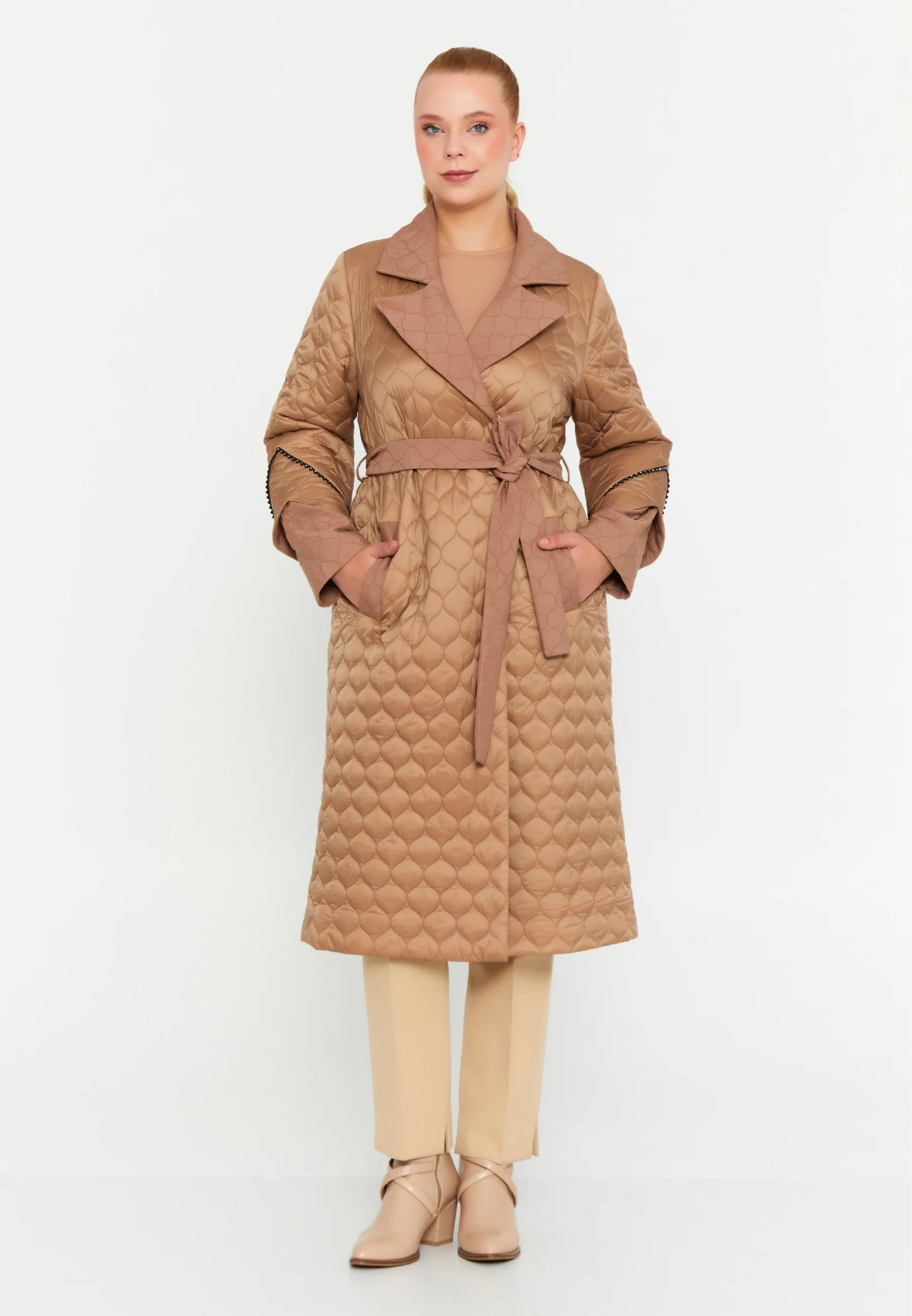 Polyester Solid Color Plus Size Coat cln2413 - Image 6