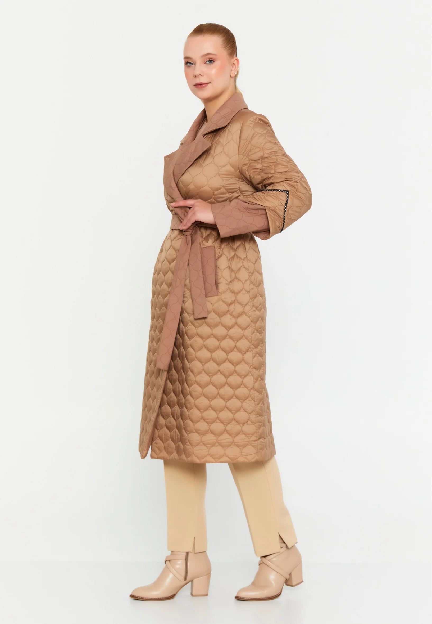 Polyester Solid Color Plus Size Coat cln2413 - Image 8