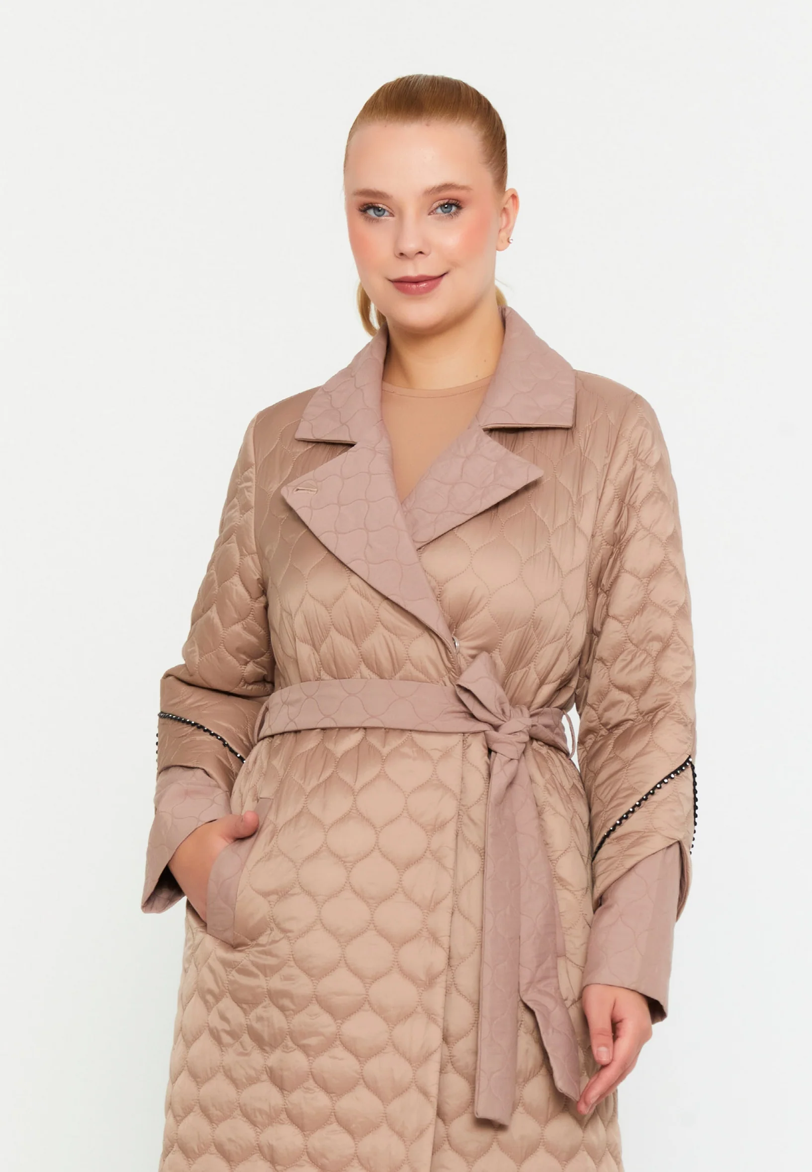 Polyester Solid Color Plus Size Coat cln2413 - Image 9