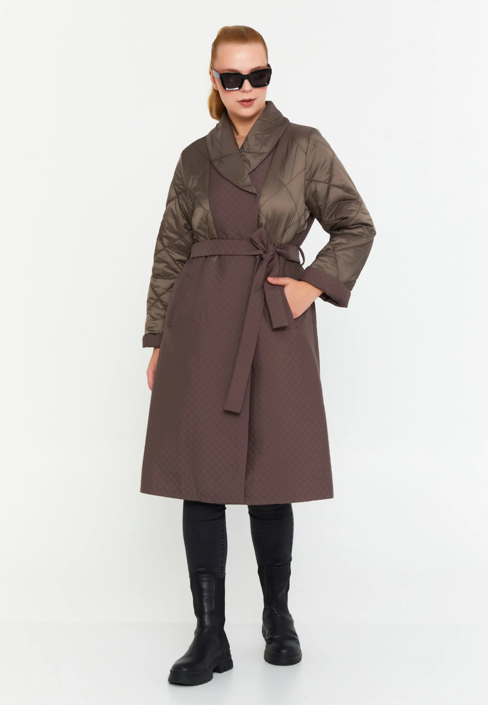 Polyester Solid Color Plus Size Coat cln2427 - Image 2