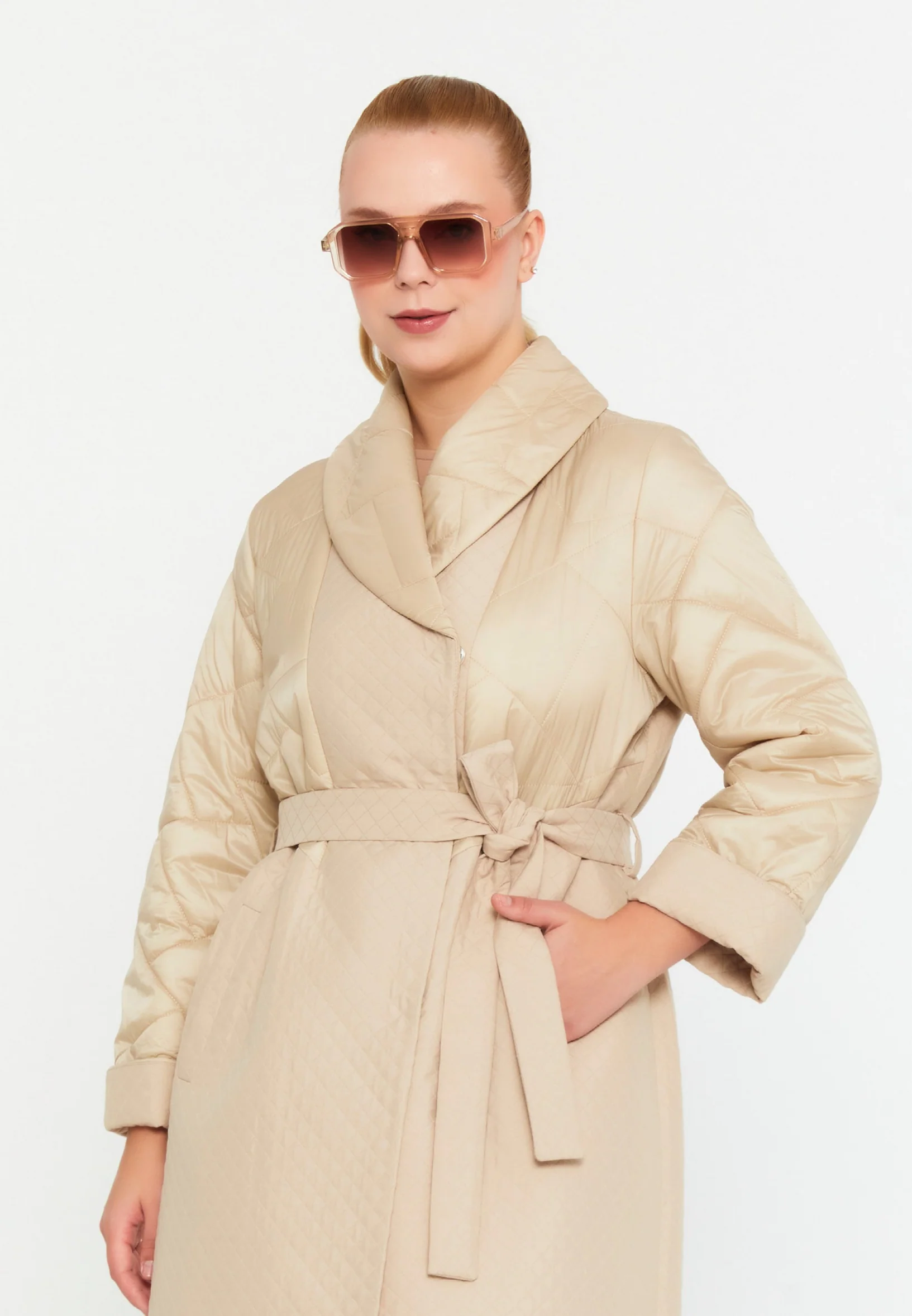 Polyester Solid Color Plus Size Coat cln2427 - Image 5