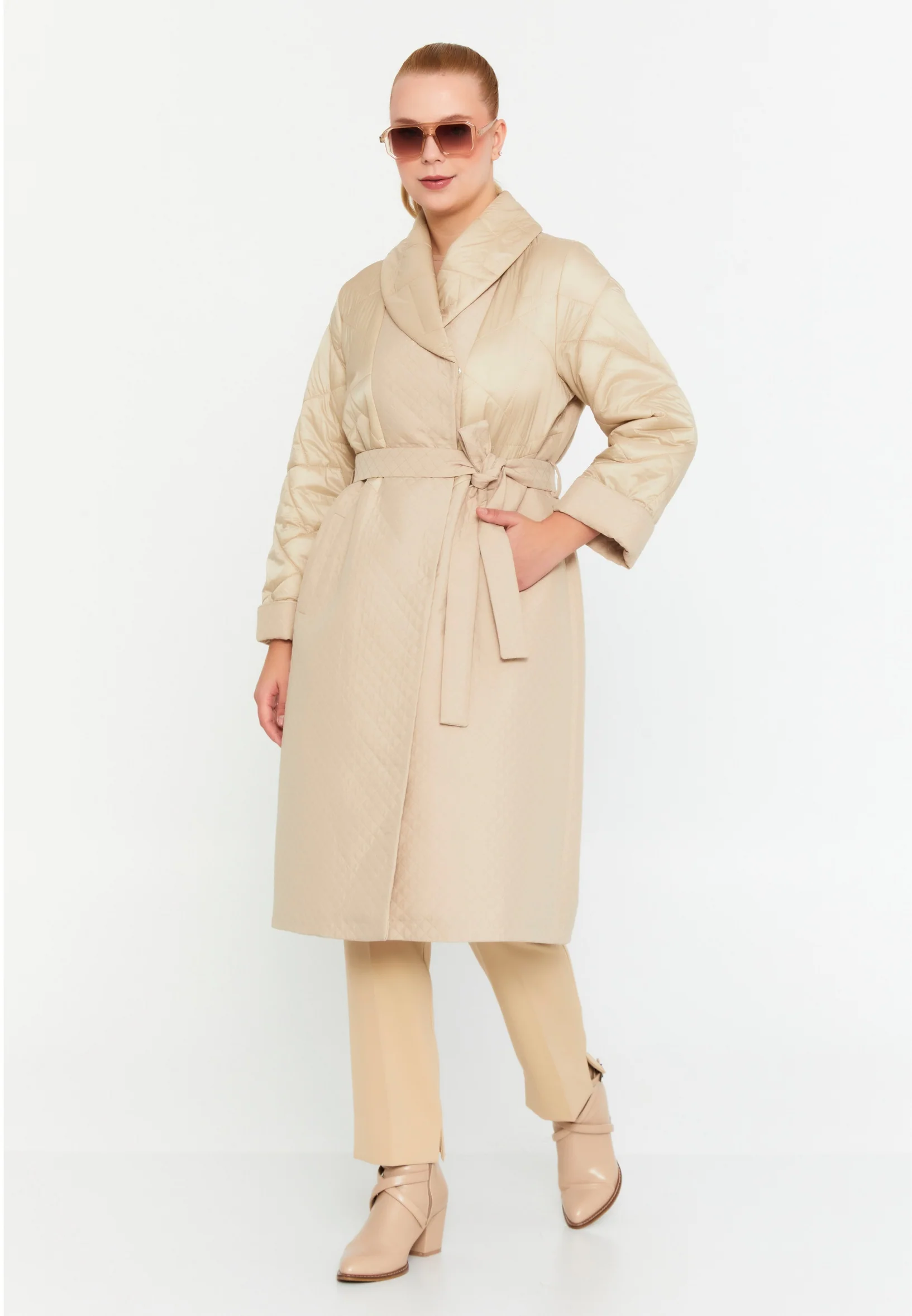 Polyester Solid Color Plus Size Coat cln2427 - Image 6