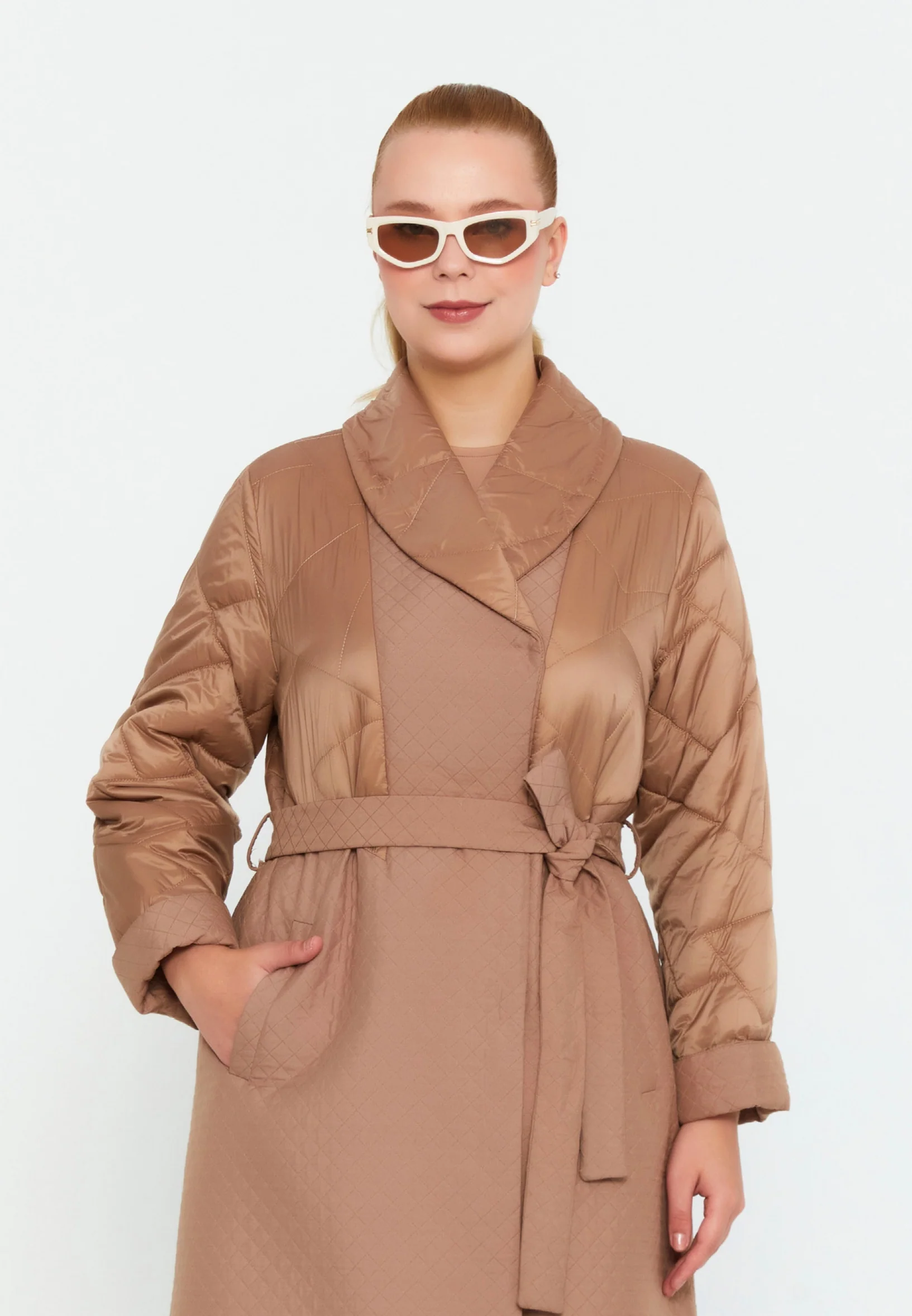 Polyester Solid Color Plus Size Coat cln2427 - Image 9