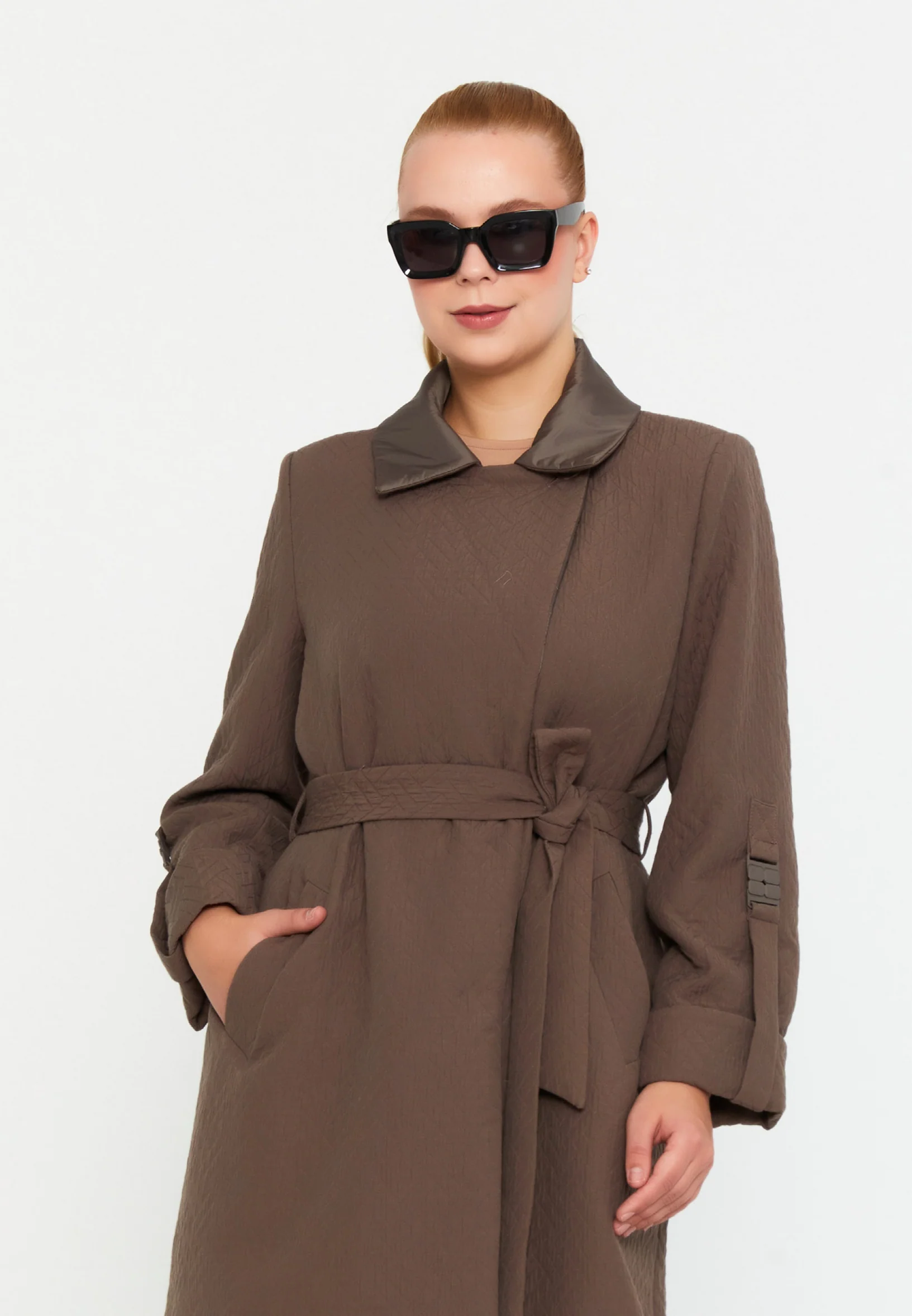 Polyester Solid Color Plus Size Coat cln2442