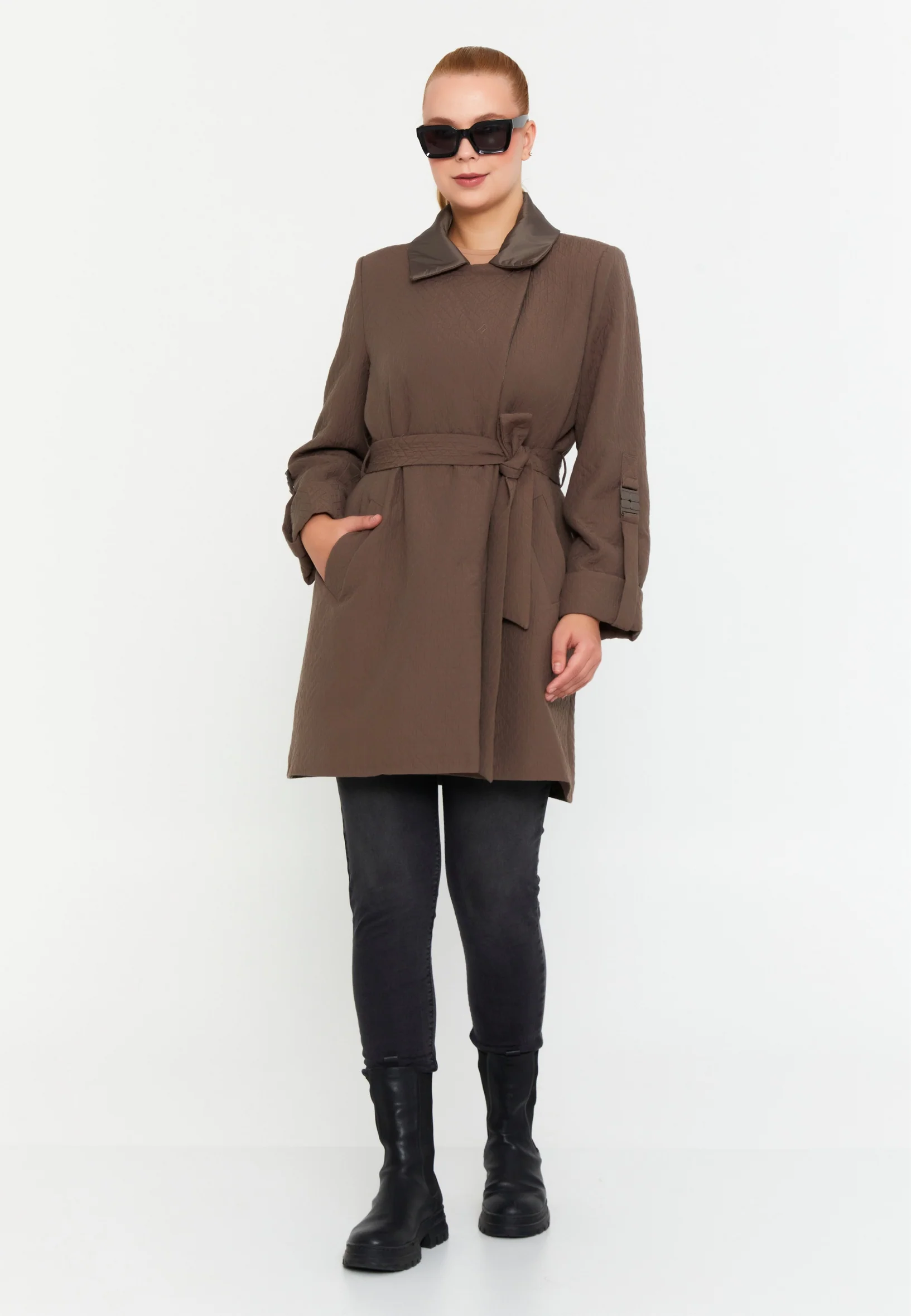 Polyester Solid Color Plus Size Coat cln2442 - Image 2