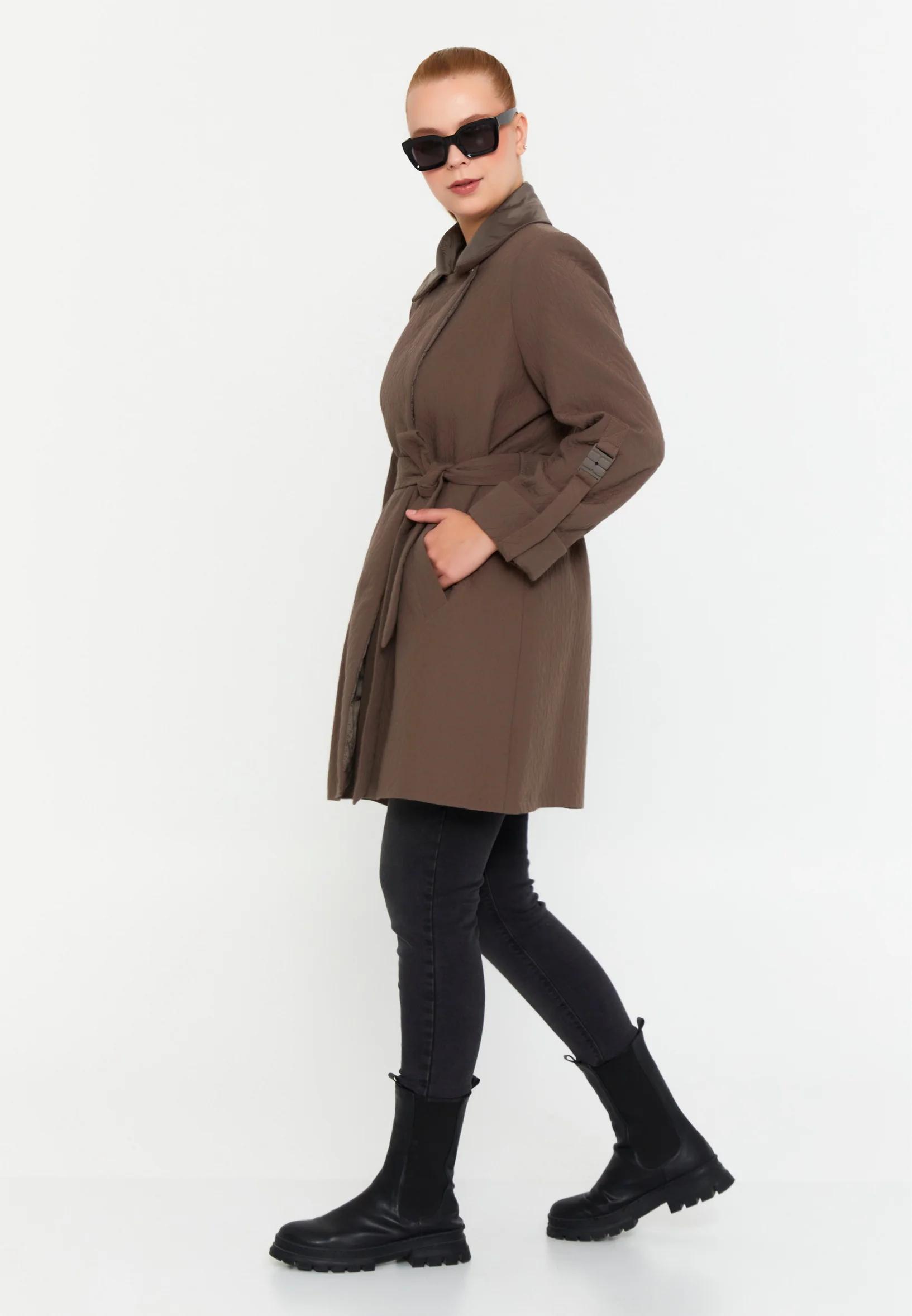 Polyester Solid Color Plus Size Coat cln2442 - Image 4