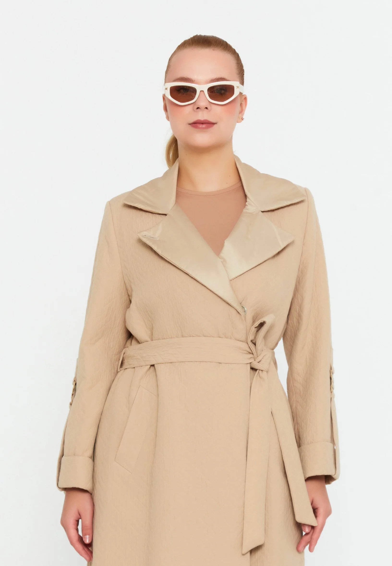 Polyester Solid Color Plus Size Coat cln2442 - Image 5