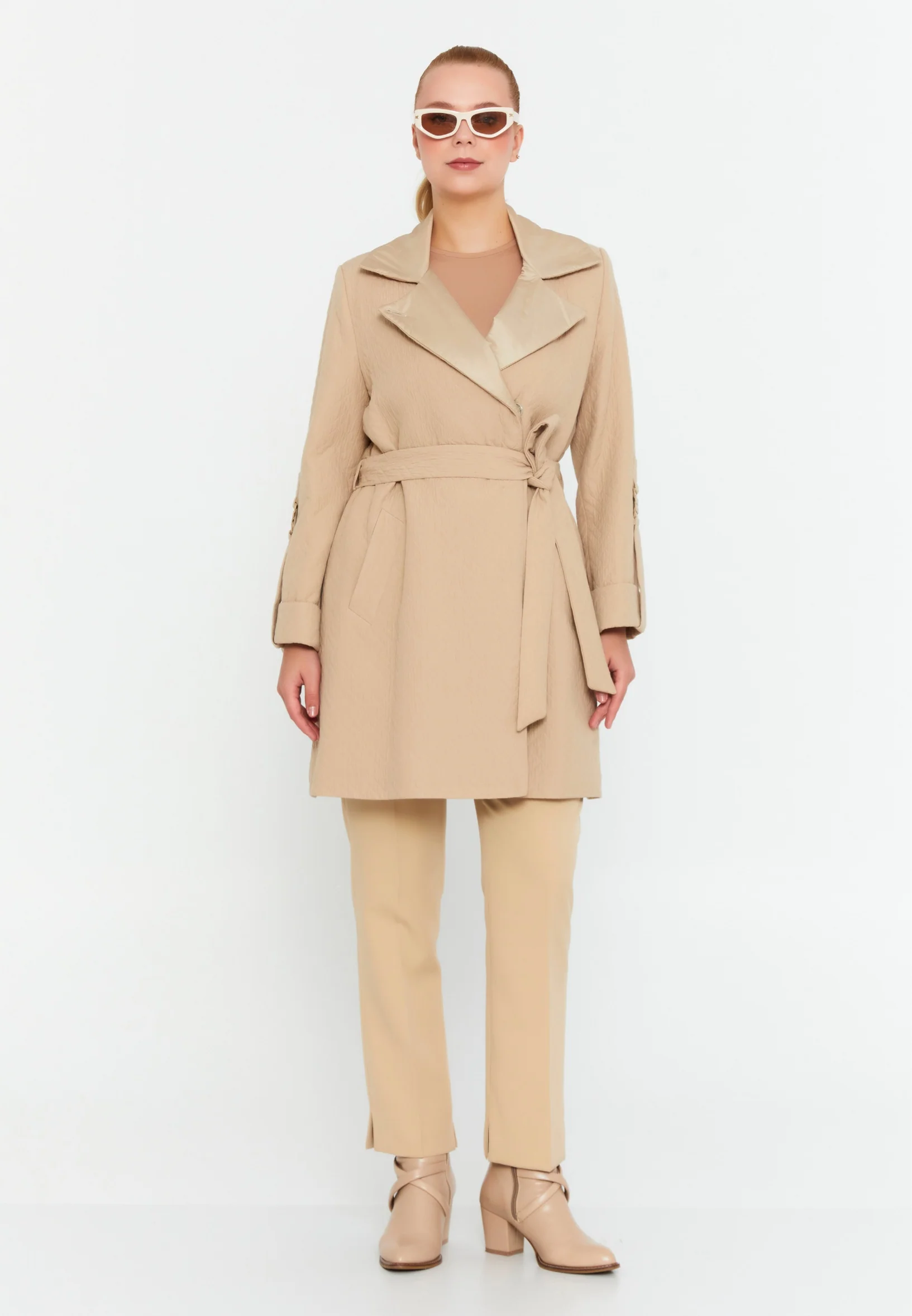 Polyester Solid Color Plus Size Coat cln2442 - Image 6