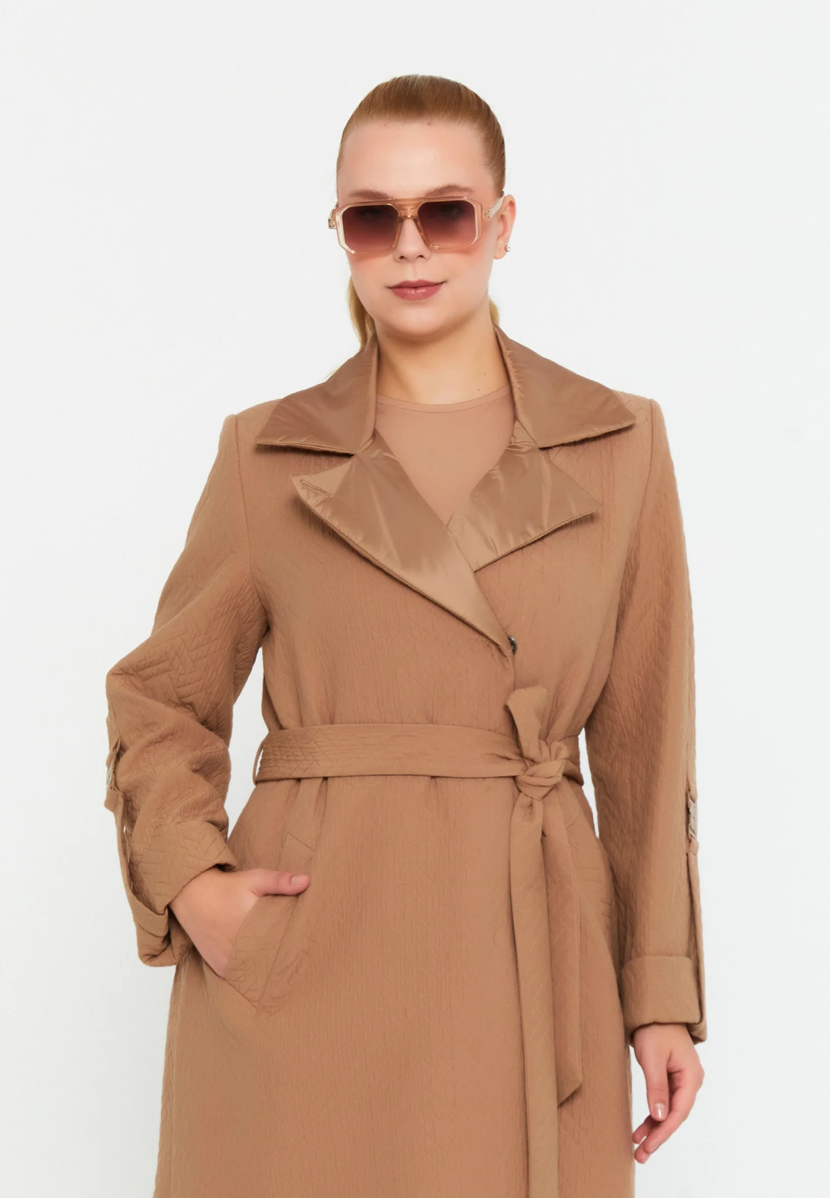 Polyester Solid Color Plus Size Coat cln2442 - Image 9