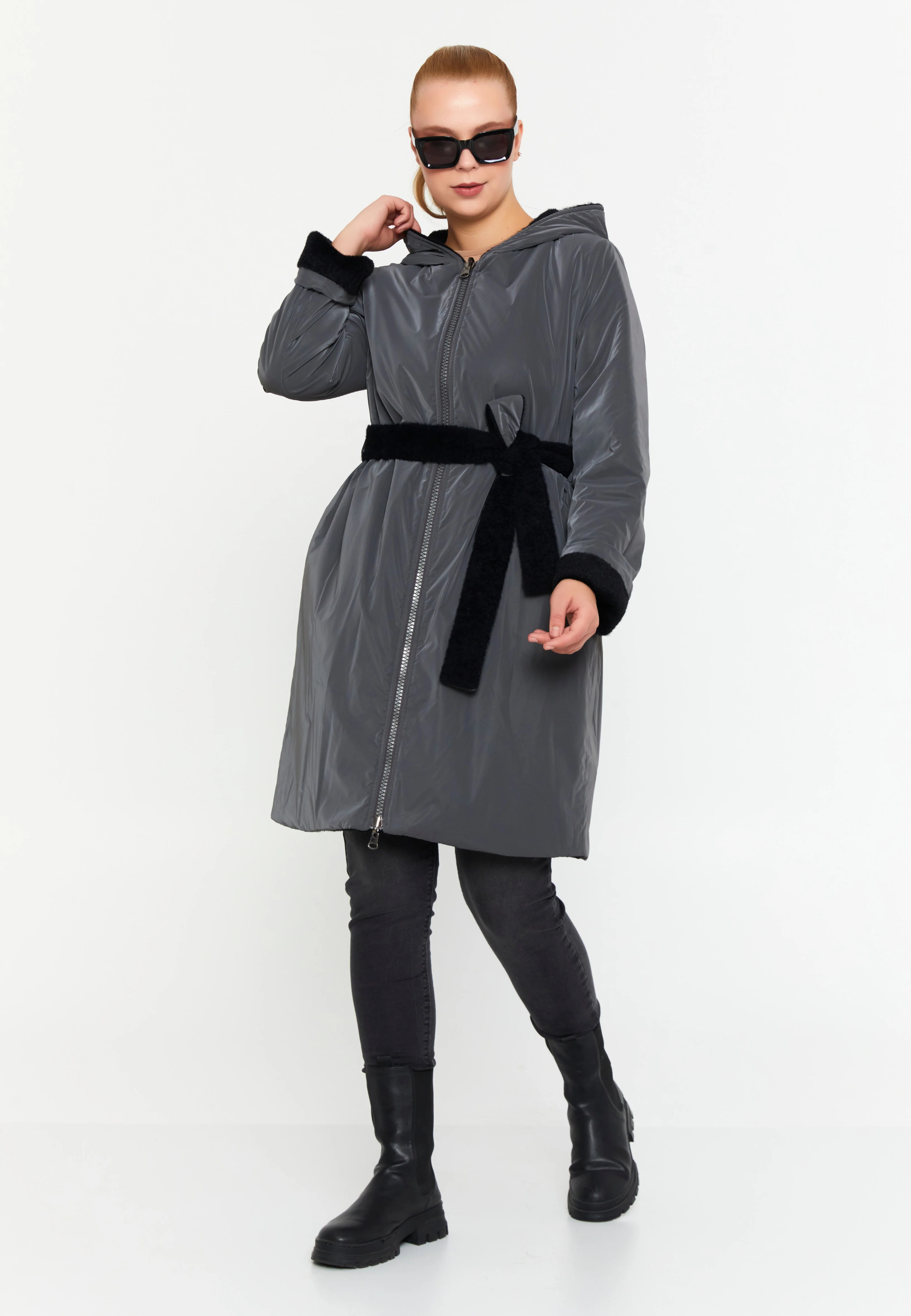 Polyester Solid Color Plus Size Coat cln2498