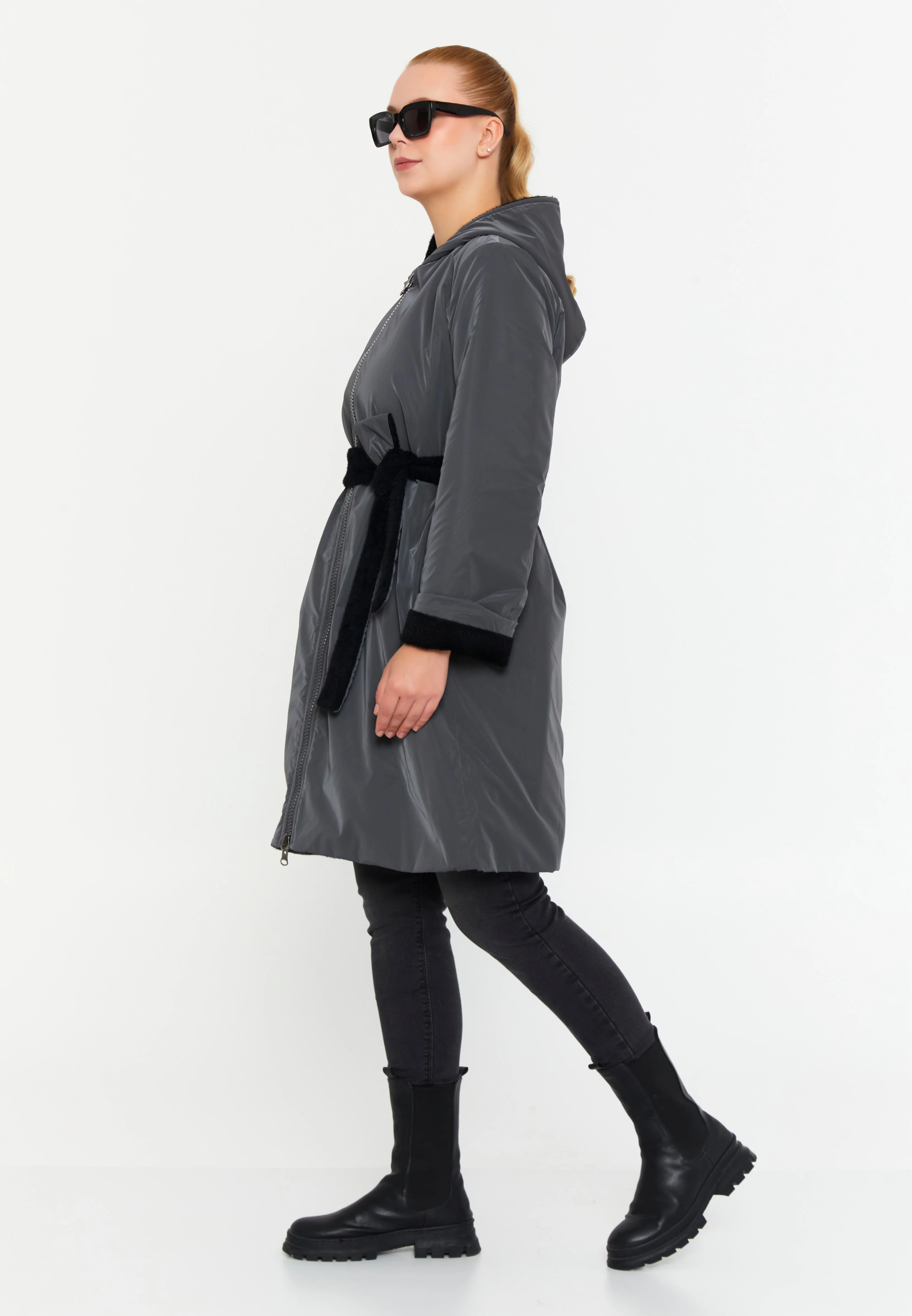 Polyester Solid Color Plus Size Coat cln2498 - Image 3