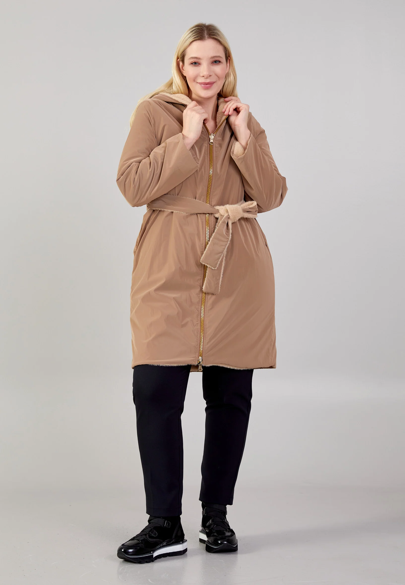 Polyester Solid Color Plus Size Coat cln2498 - Image 6