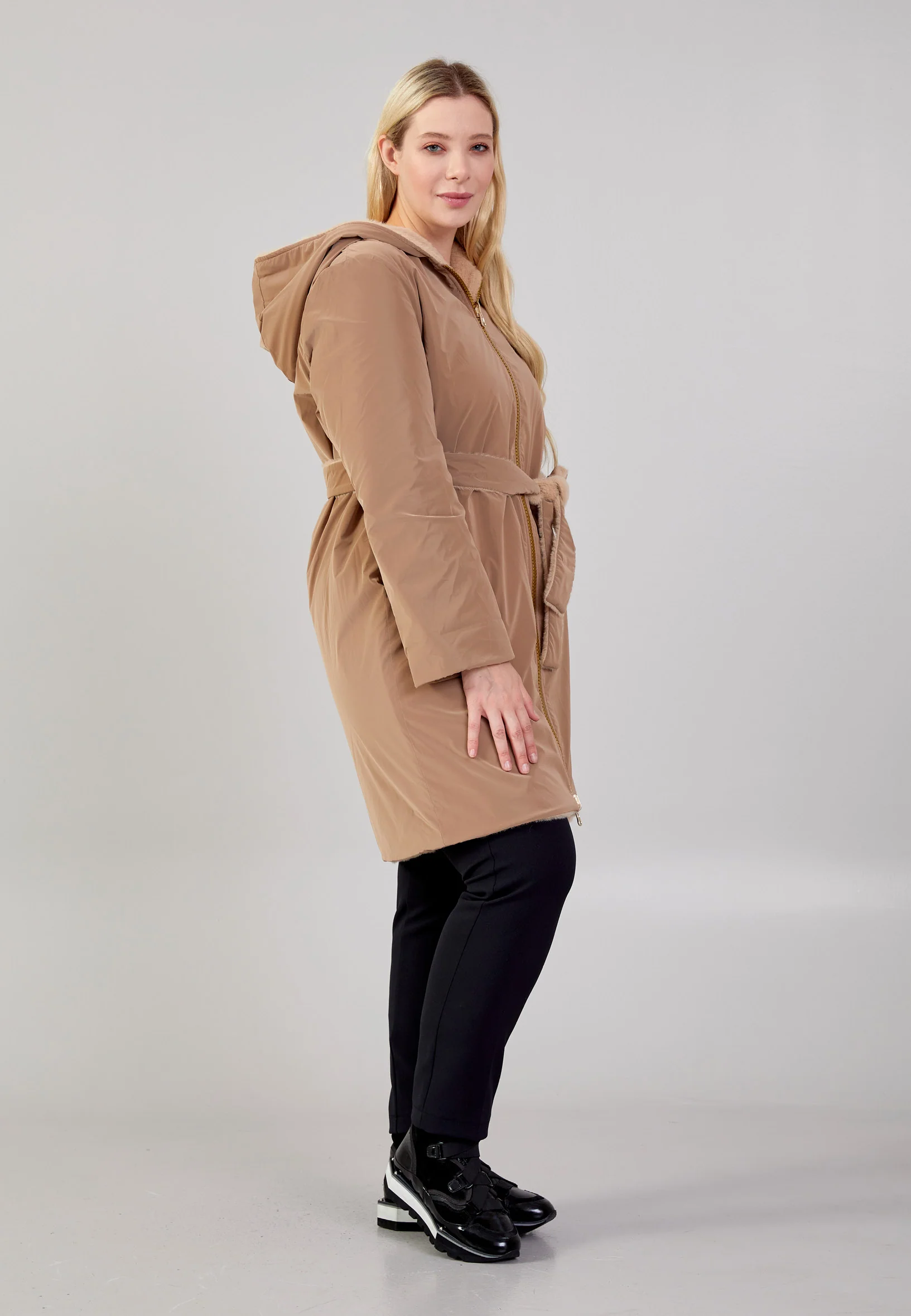 Polyester Solid Color Plus Size Coat cln2498 - Image 7