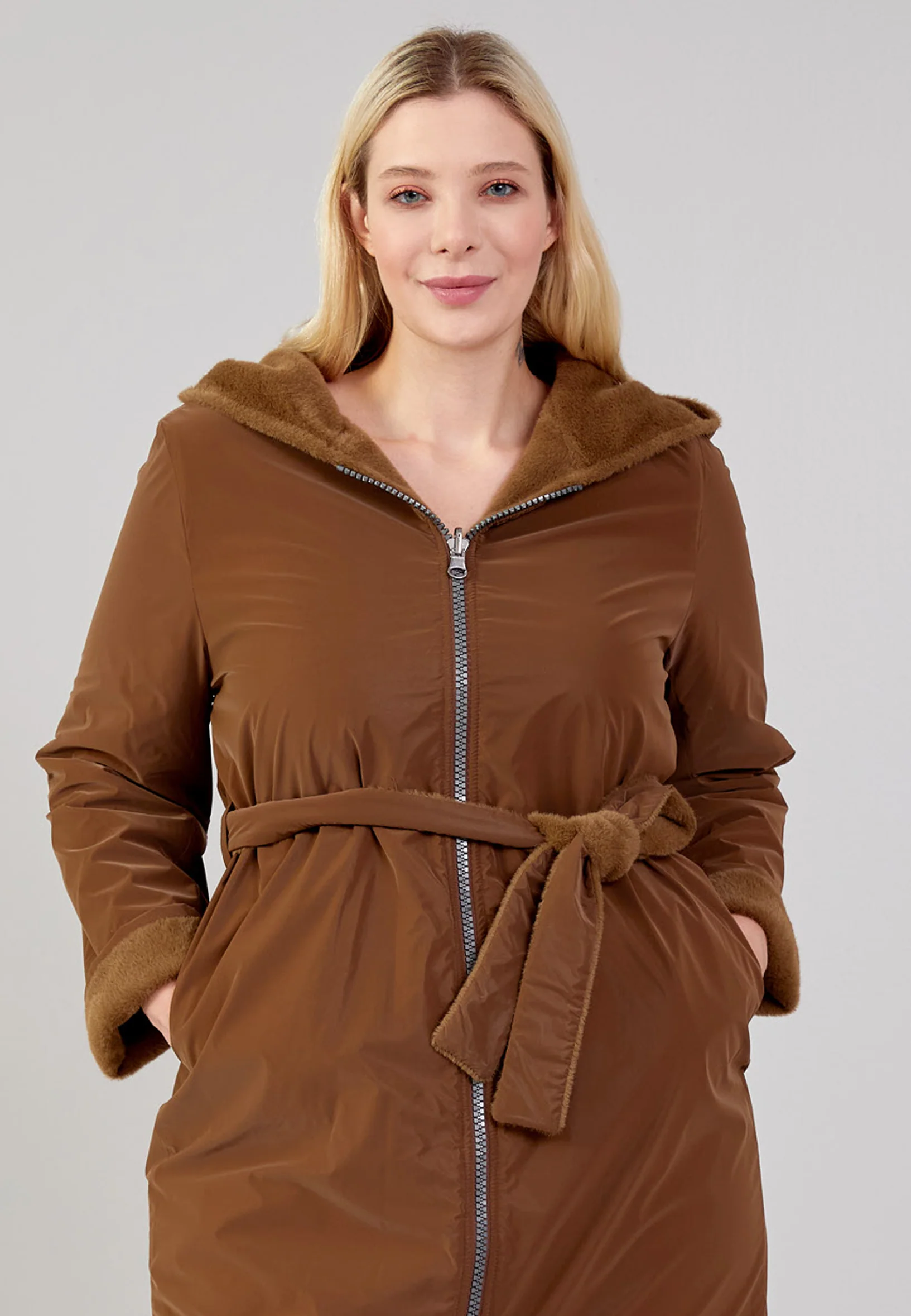 Polyester Solid Color Plus Size Coat cln2498 - Image 9