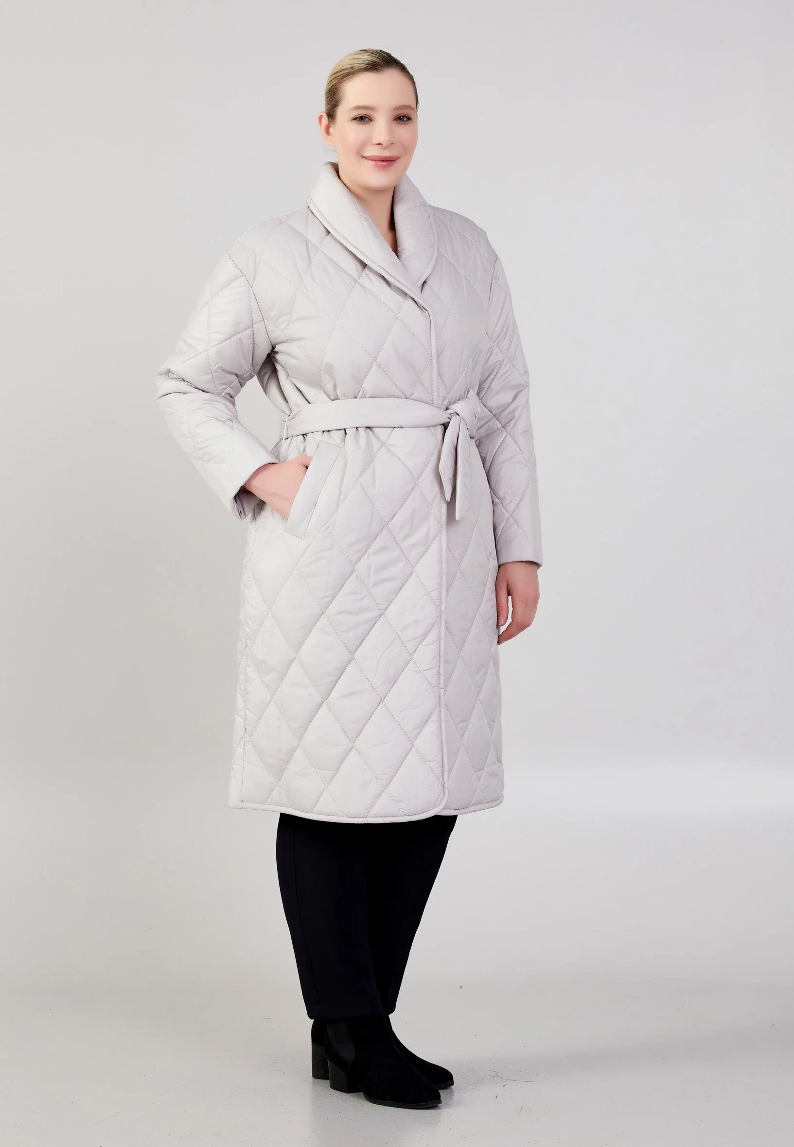 Polyester Solid Color Plus Size Coat mml0384-b - Image 11