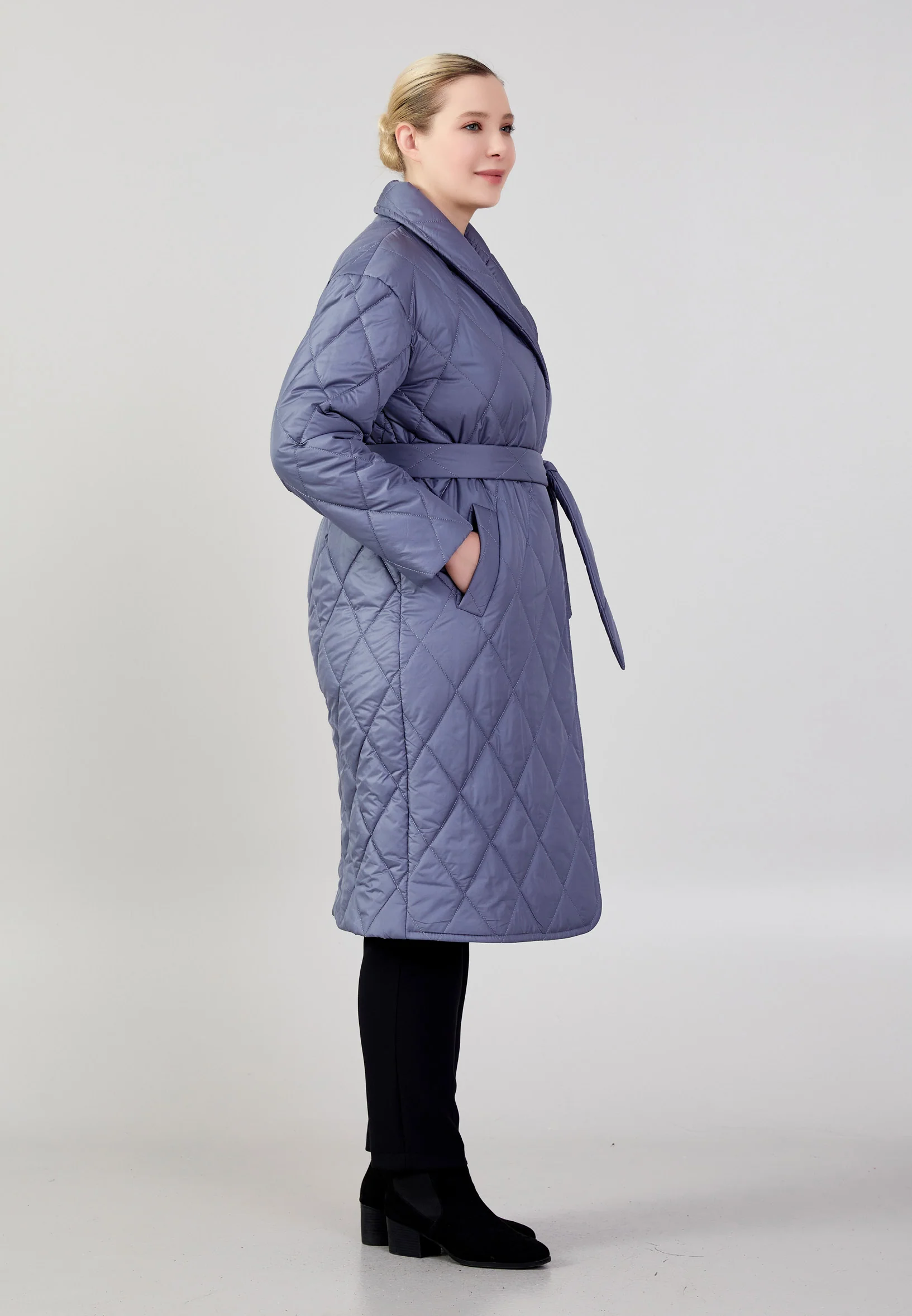 Polyester Solid Color Plus Size Coat mml0384-b - Image 3
