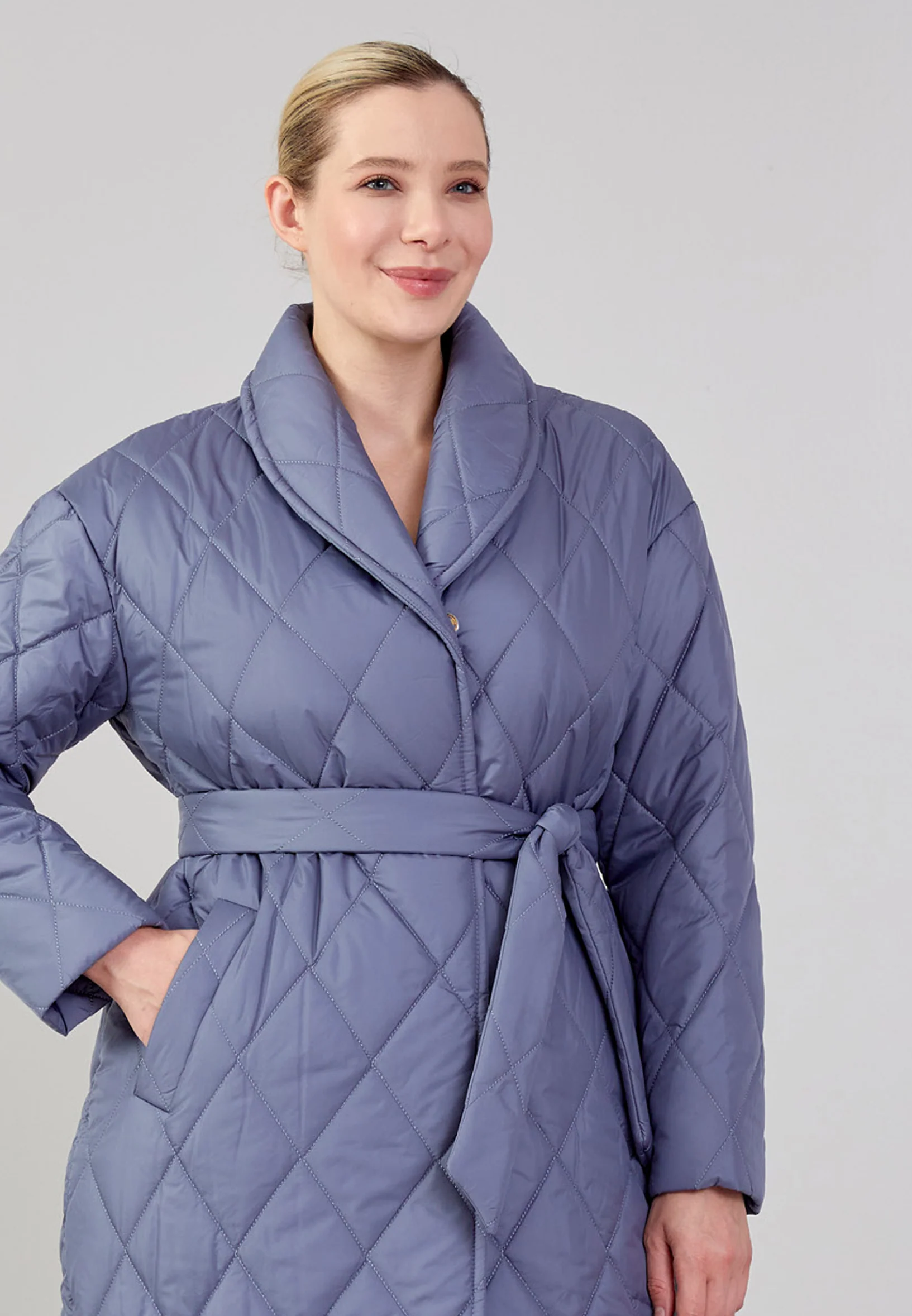 Polyester Solid Color Plus Size Coat mml0384-b - Image 4