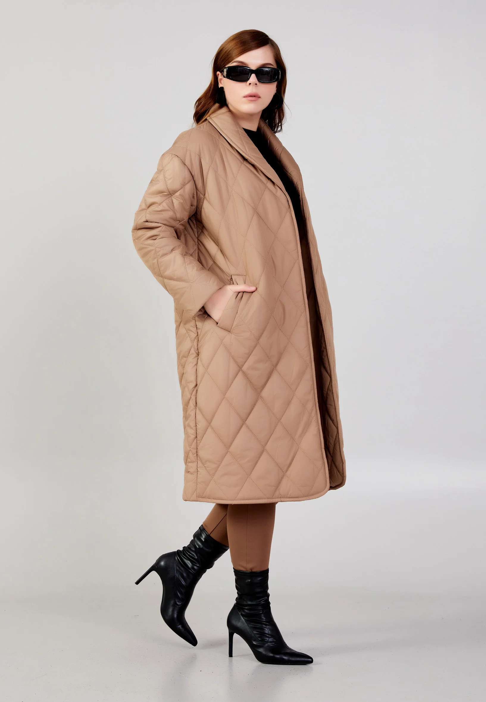 Polyester Solid Color Plus Size Coat mml0384-b - Image 7