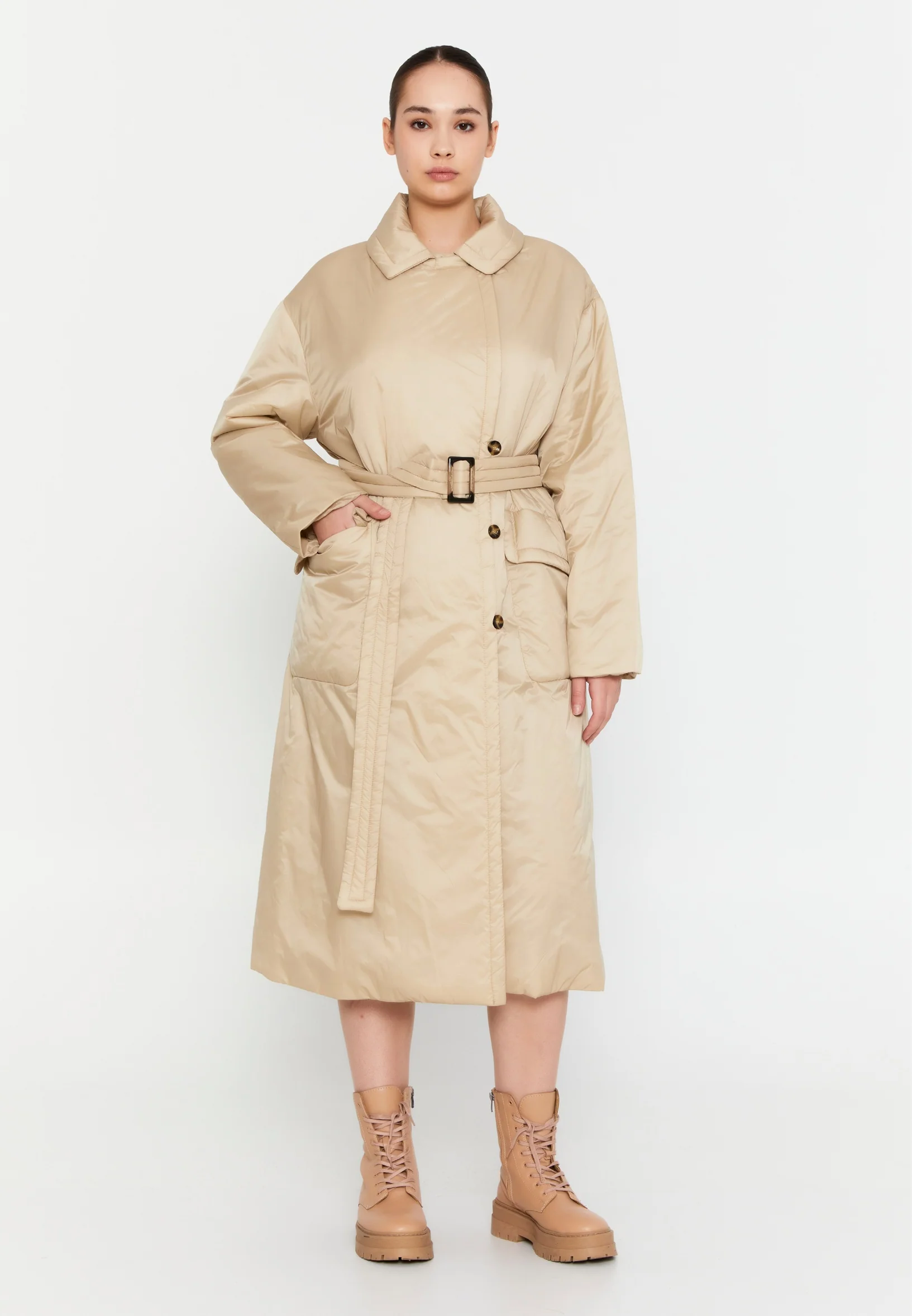 Polyester Solid Color Plus Size Coat mml0457-b