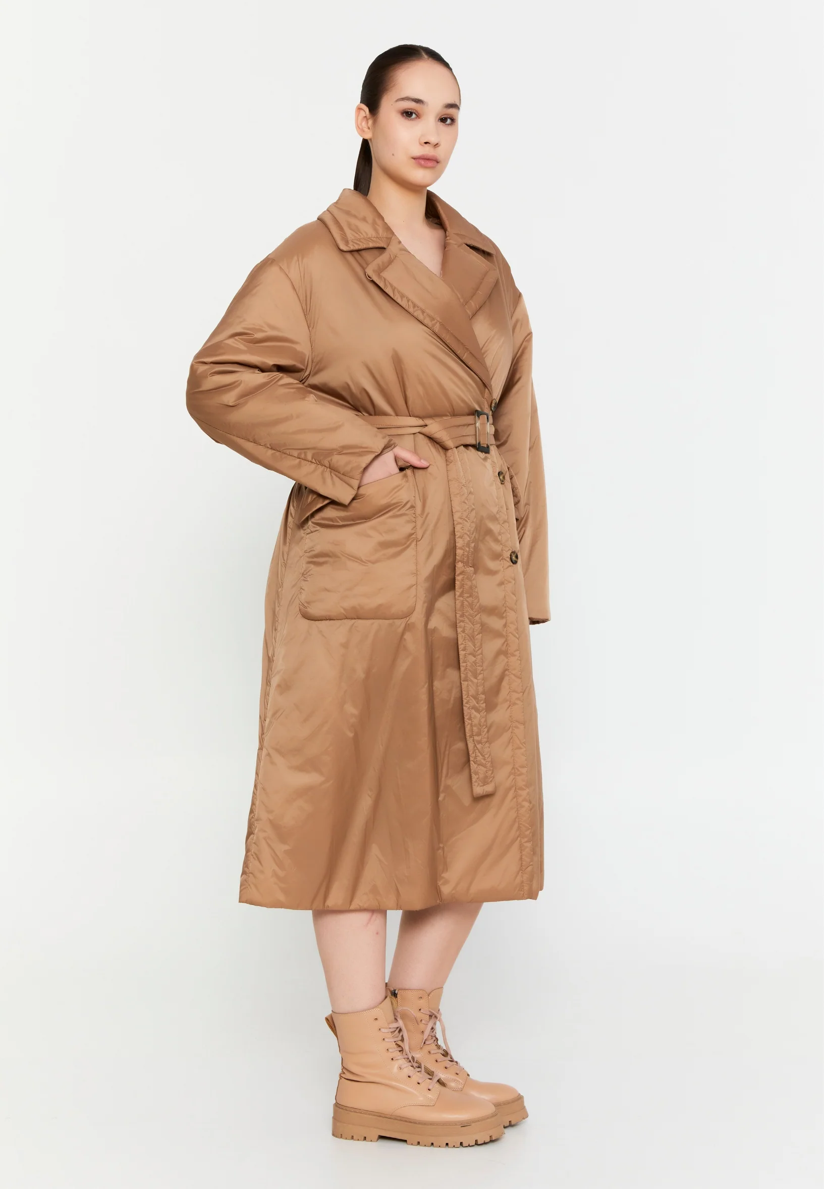 Polyester Solid Color Plus Size Coat mml0457-b - Image 11