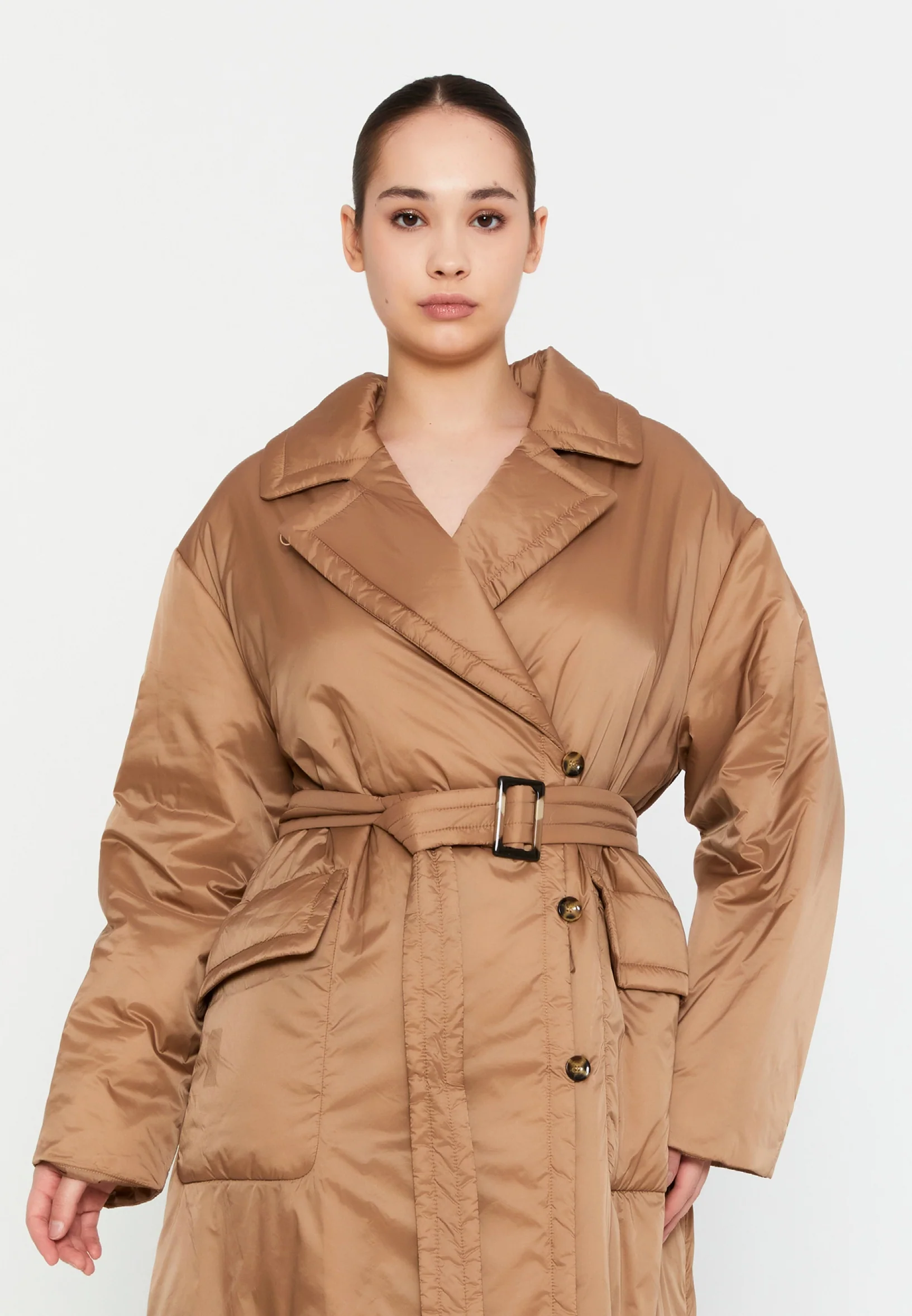 Polyester Solid Color Plus Size Coat mml0457-b - Image 12