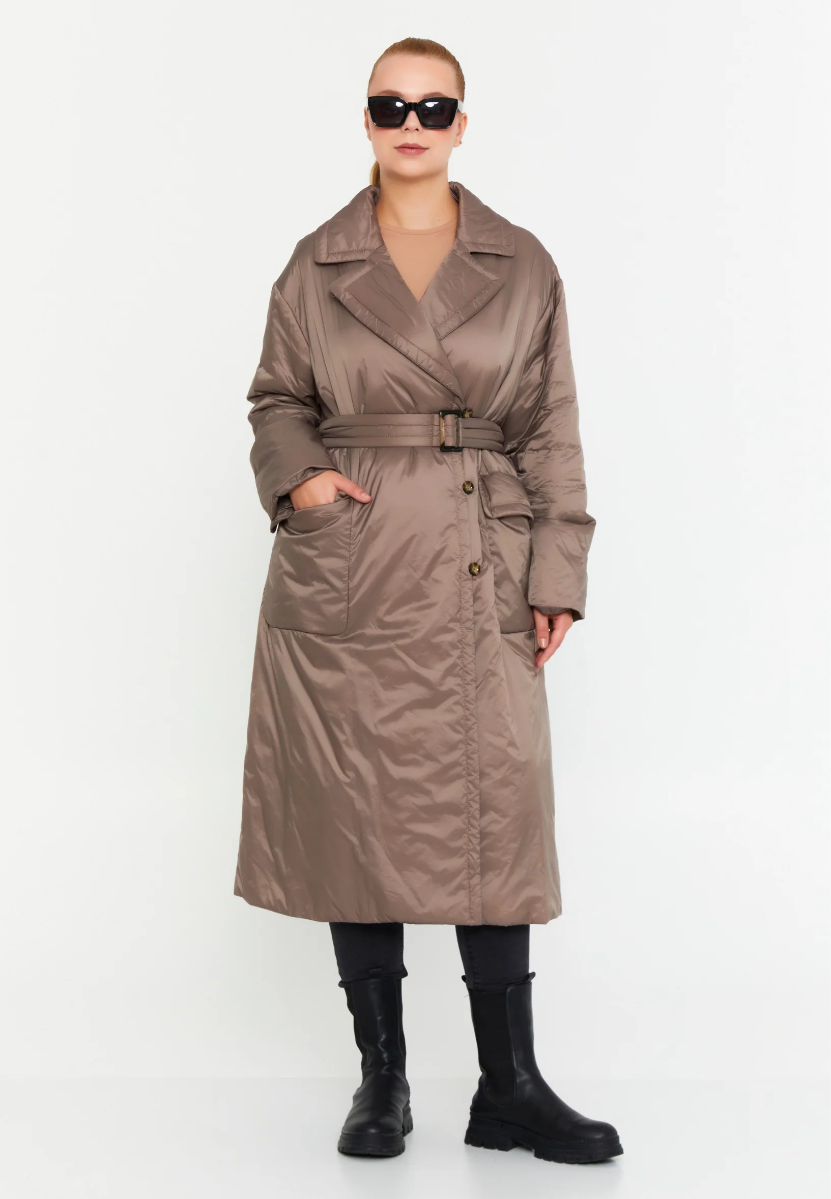 Polyester Solid Color Plus Size Coat mml0457-b - Image 17