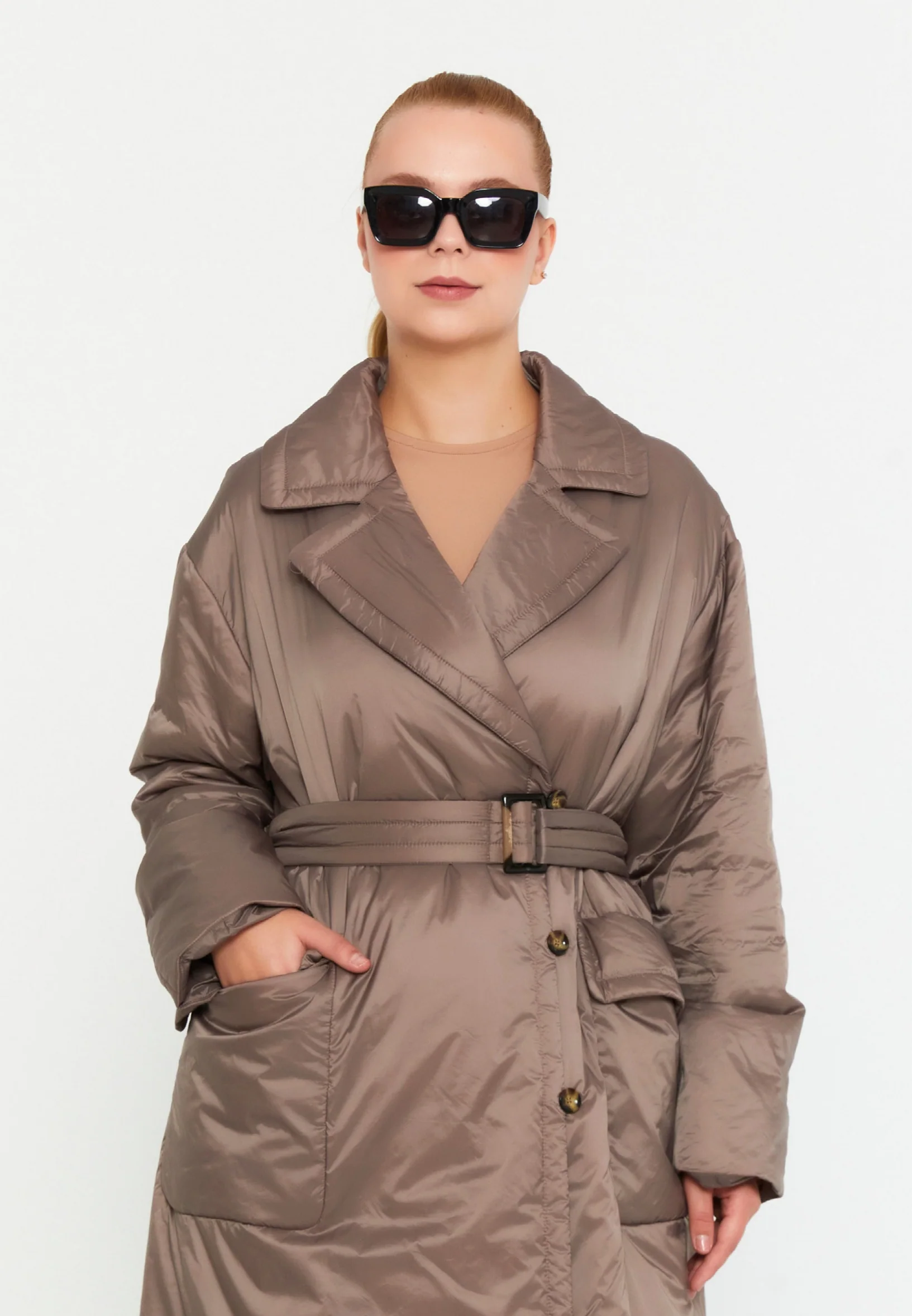 Polyester Solid Color Plus Size Coat mml0457-b - Image 20
