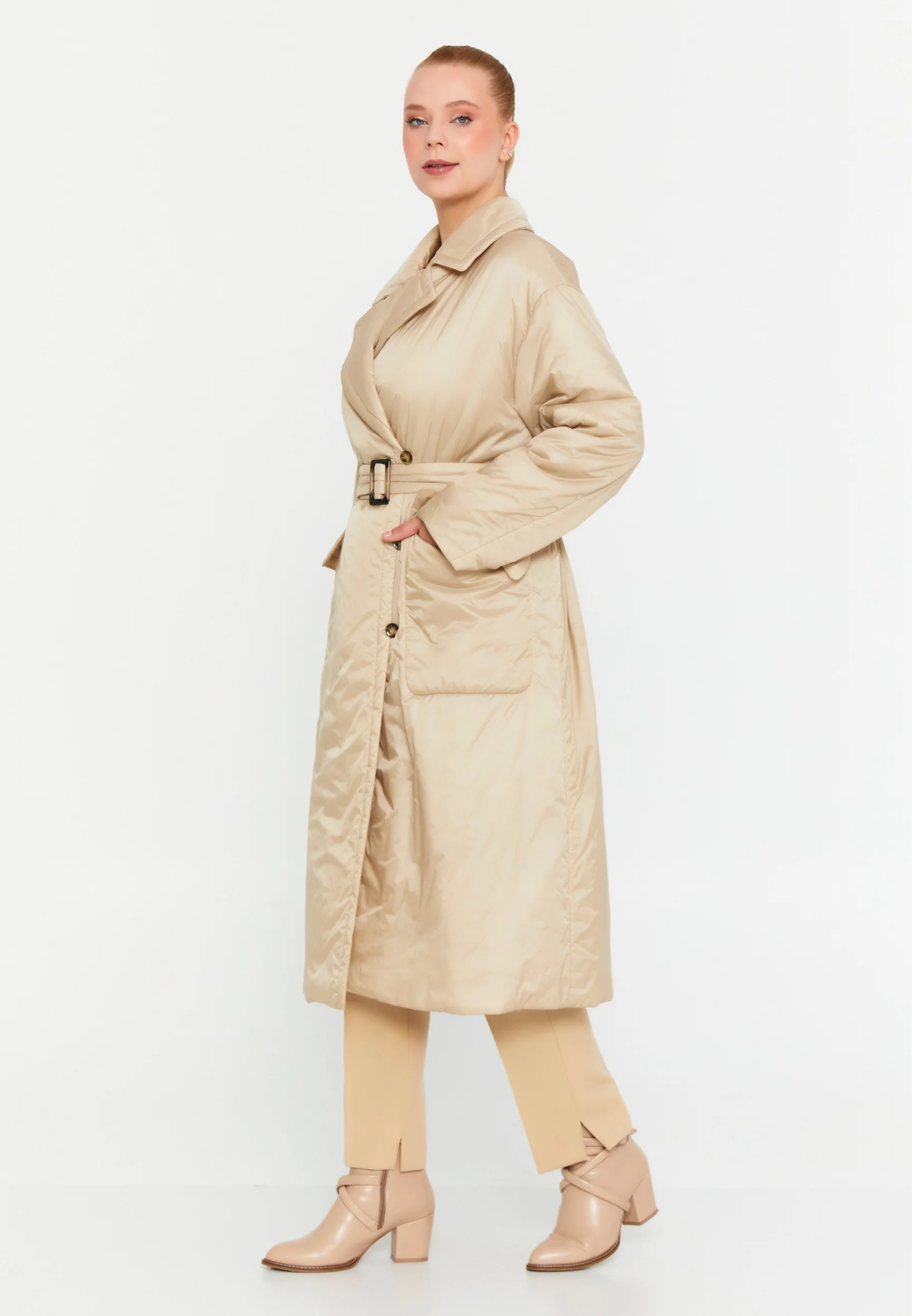 Polyester Solid Color Plus Size Coat mml0457-b - Image 23