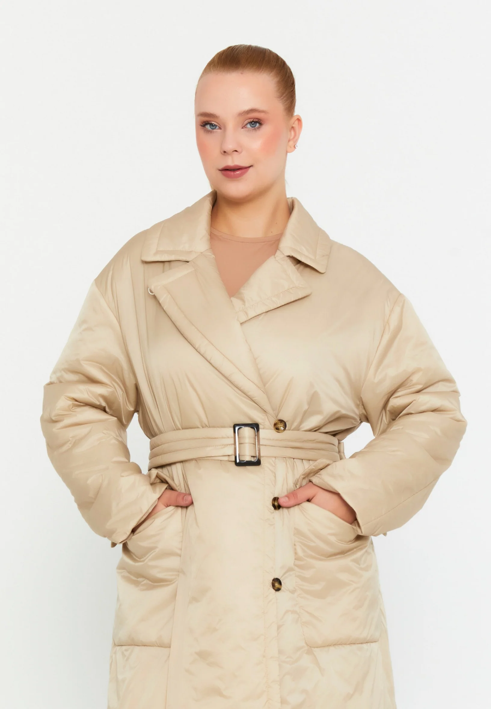 Polyester Solid Color Plus Size Coat mml0457-b - Image 24