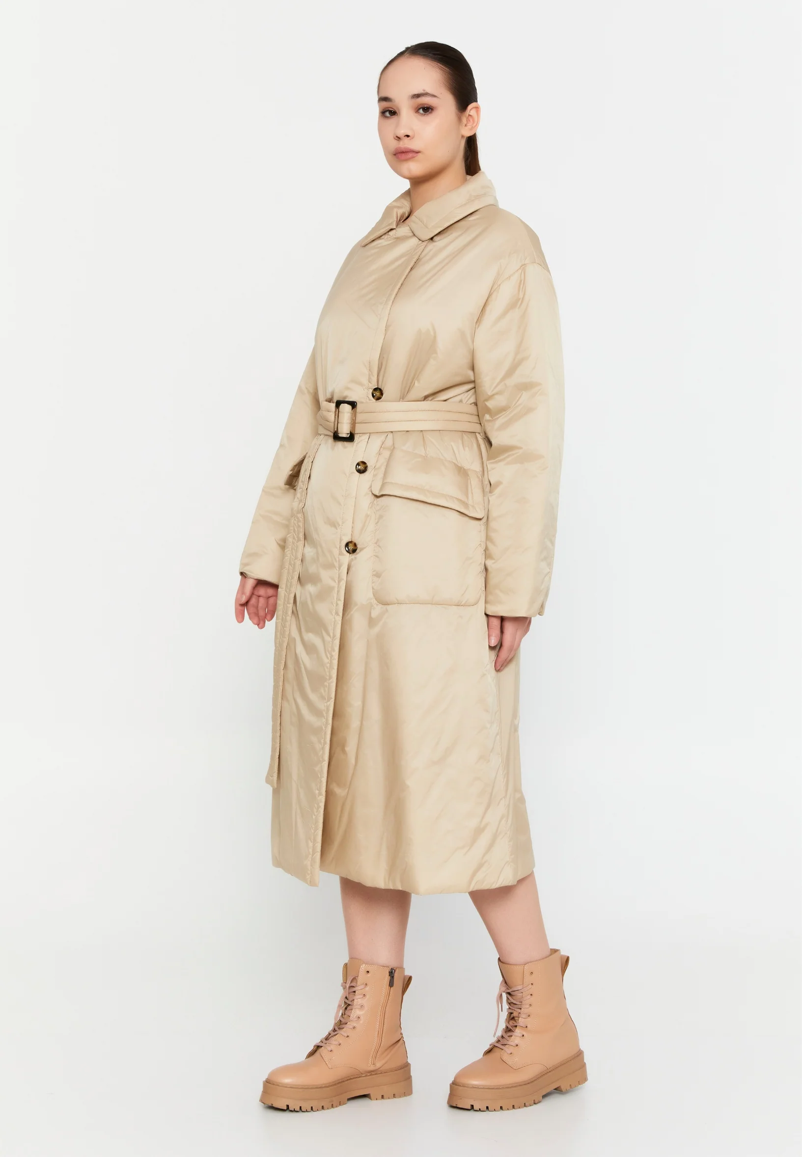 Polyester Solid Color Plus Size Coat mml0457-b - Image 3