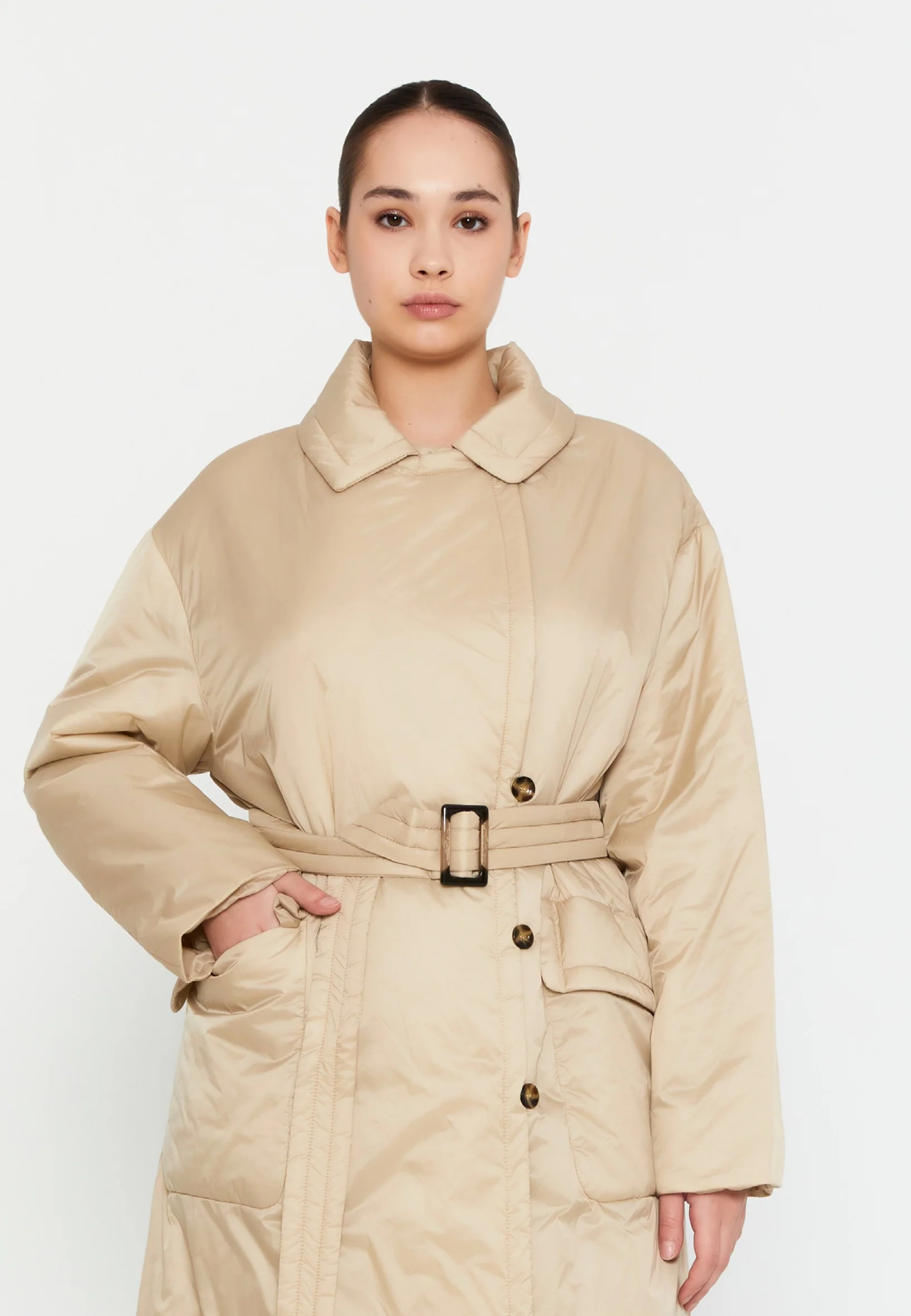 Polyester Solid Color Plus Size Coat mml0457-b - Image 4