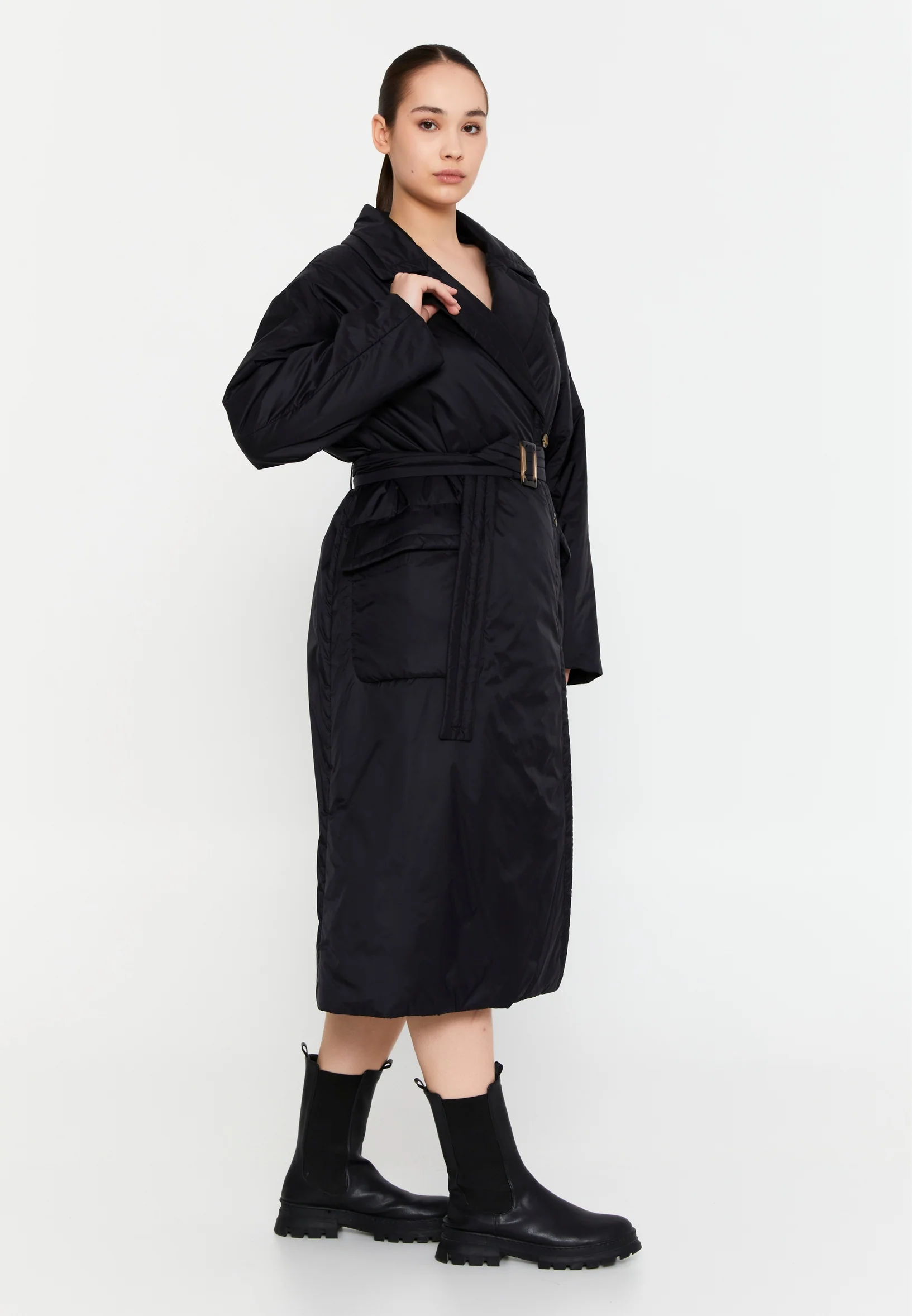 Polyester Solid Color Plus Size Coat mml0457-b - Image 7