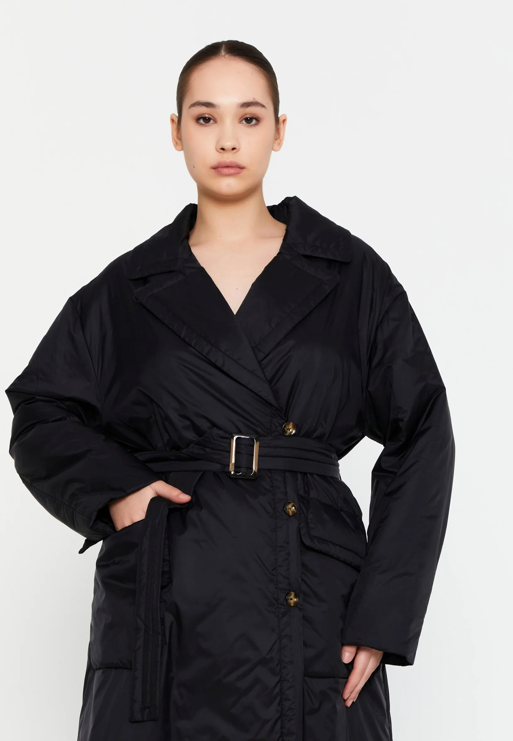 Polyester Solid Color Plus Size Coat mml0457-b - Image 8