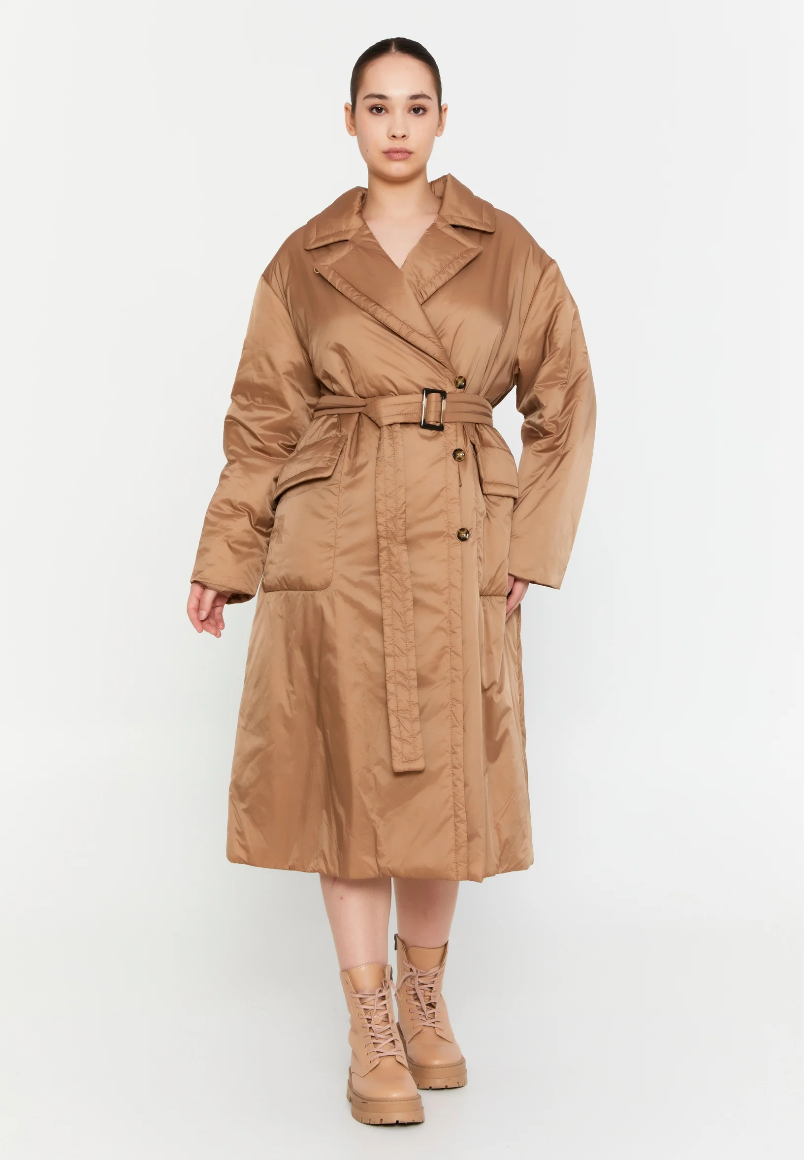 Polyester Solid Color Plus Size Coat mml0457-b - Image 9