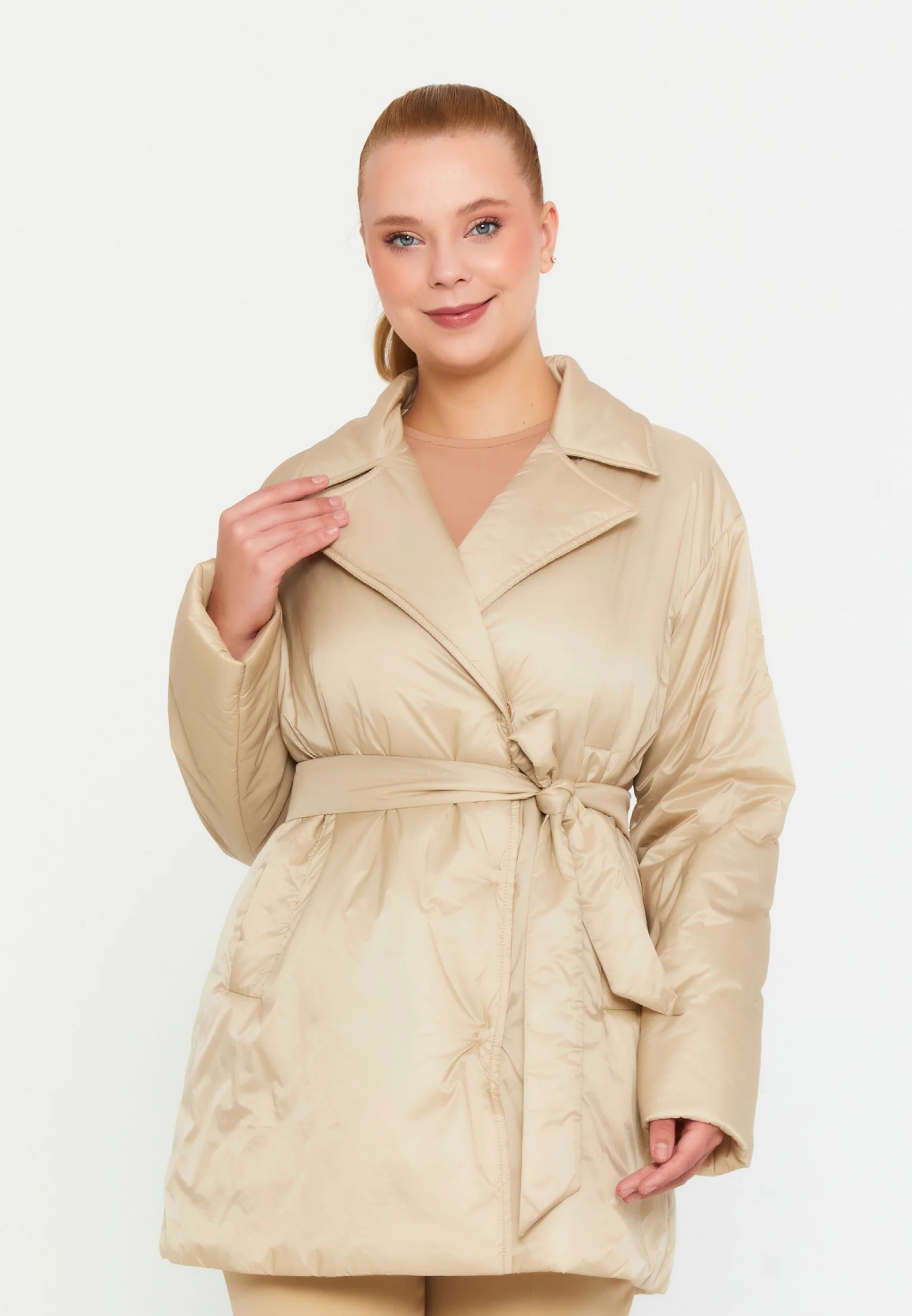 Polyester Solid Color Plus Size Coat mml0459-b