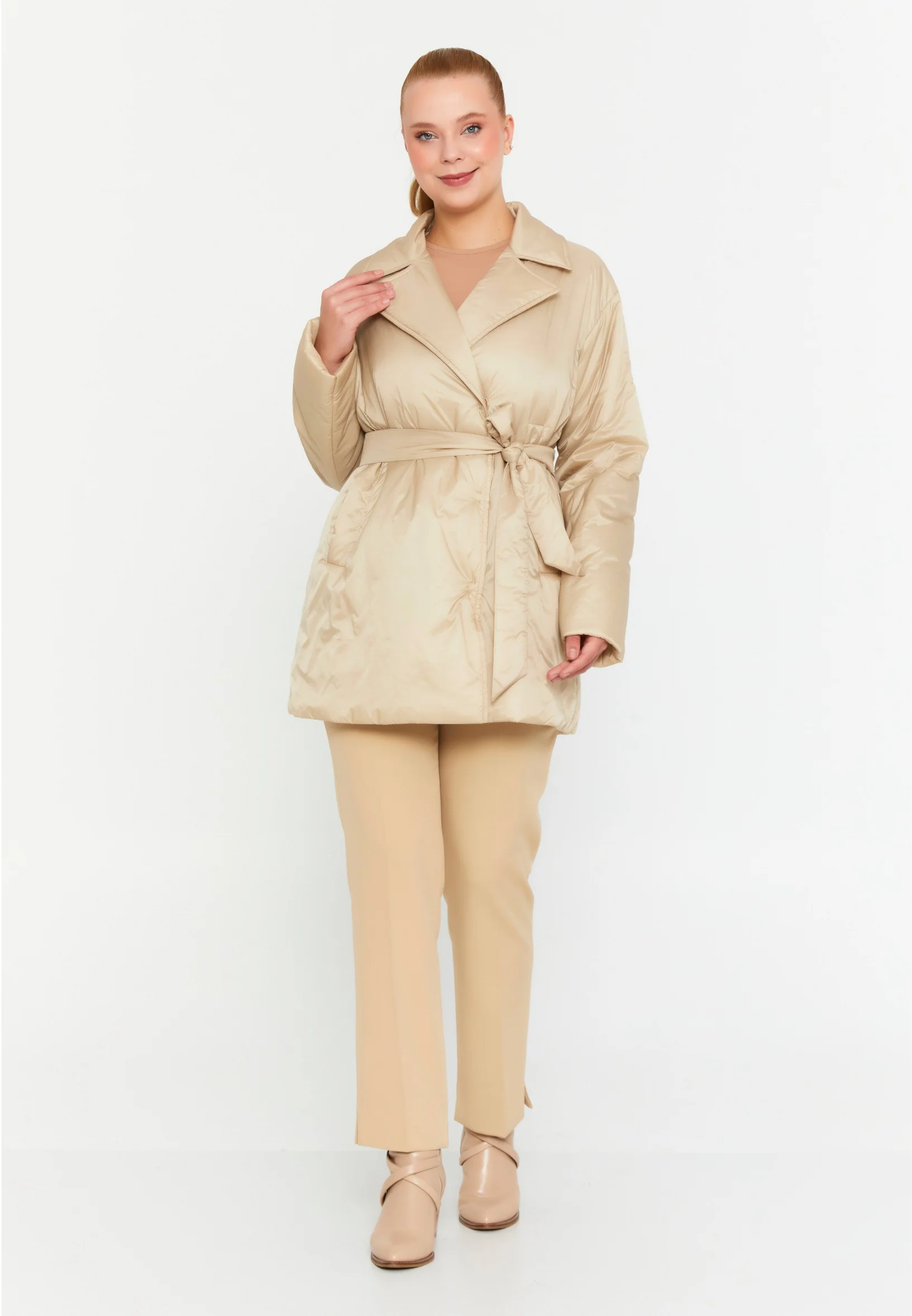 Polyester Solid Color Plus Size Coat mml0459-b - Image 2