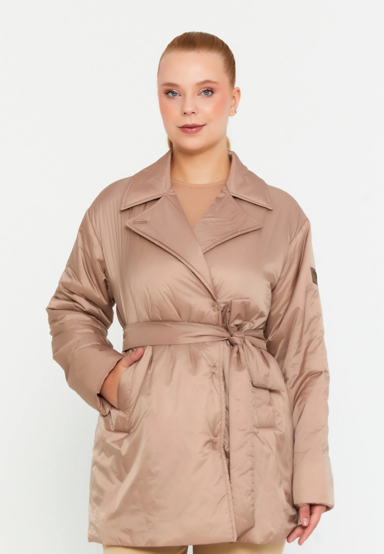Polyester Solid Color Plus Size Coat mml0459-b - Image 5