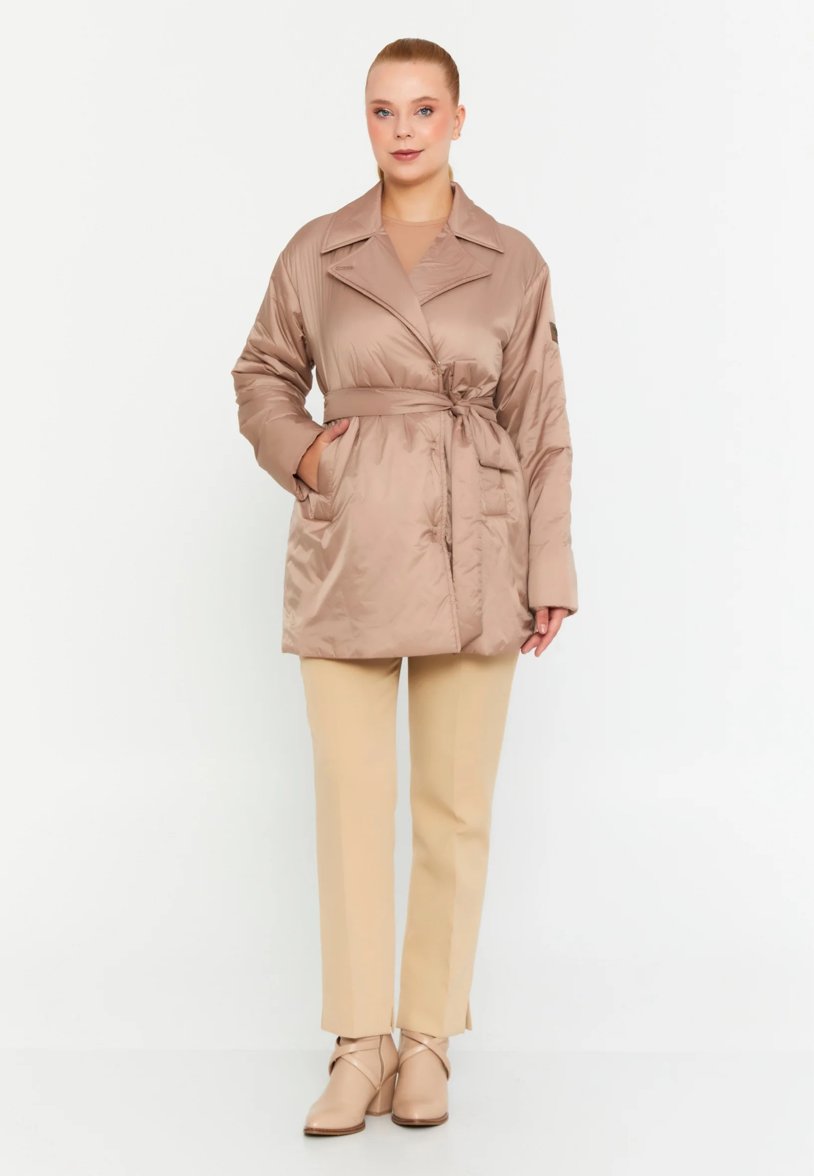 Polyester Solid Color Plus Size Coat mml0459-b - Image 6